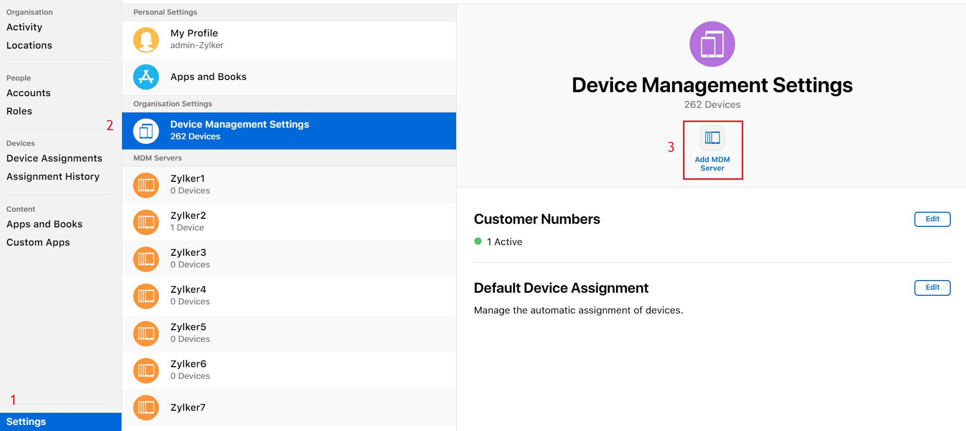 Adding MDM server on ASM (Apple School Manager) after login to the ASM portal, to integrate and use Apple devices for education