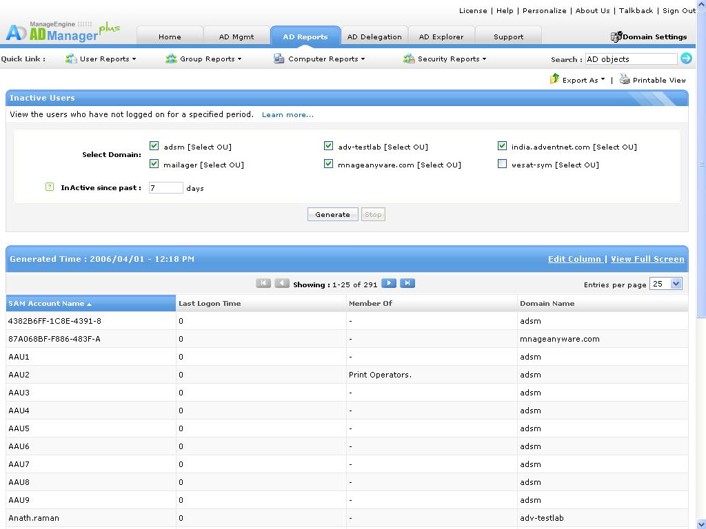Click to view ManageEngine ADManager Plus 5.0 screenshot