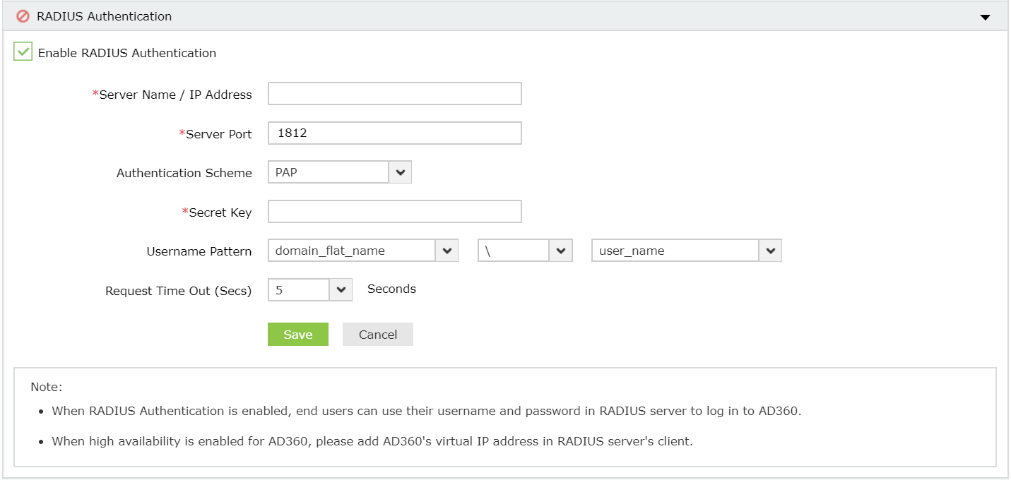 RADIUS Configuration