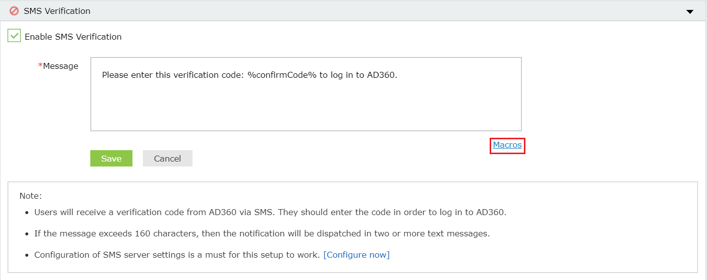 Two-factor Authentication sms verification