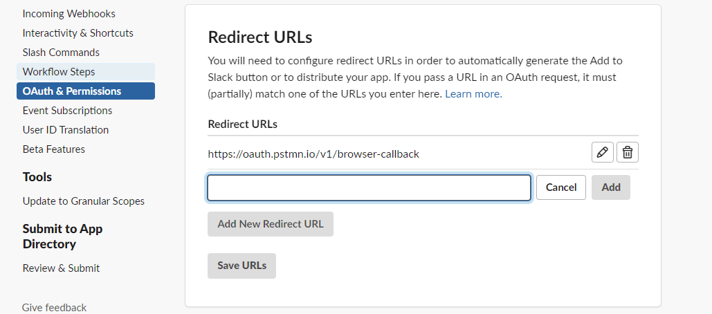 Redirect URL