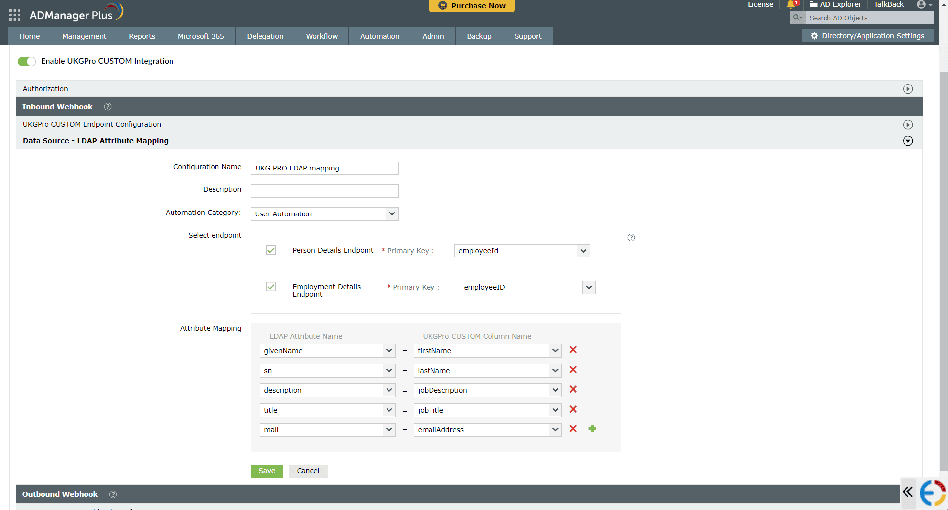How to configure UKG Pro integration in ADManager Plus
