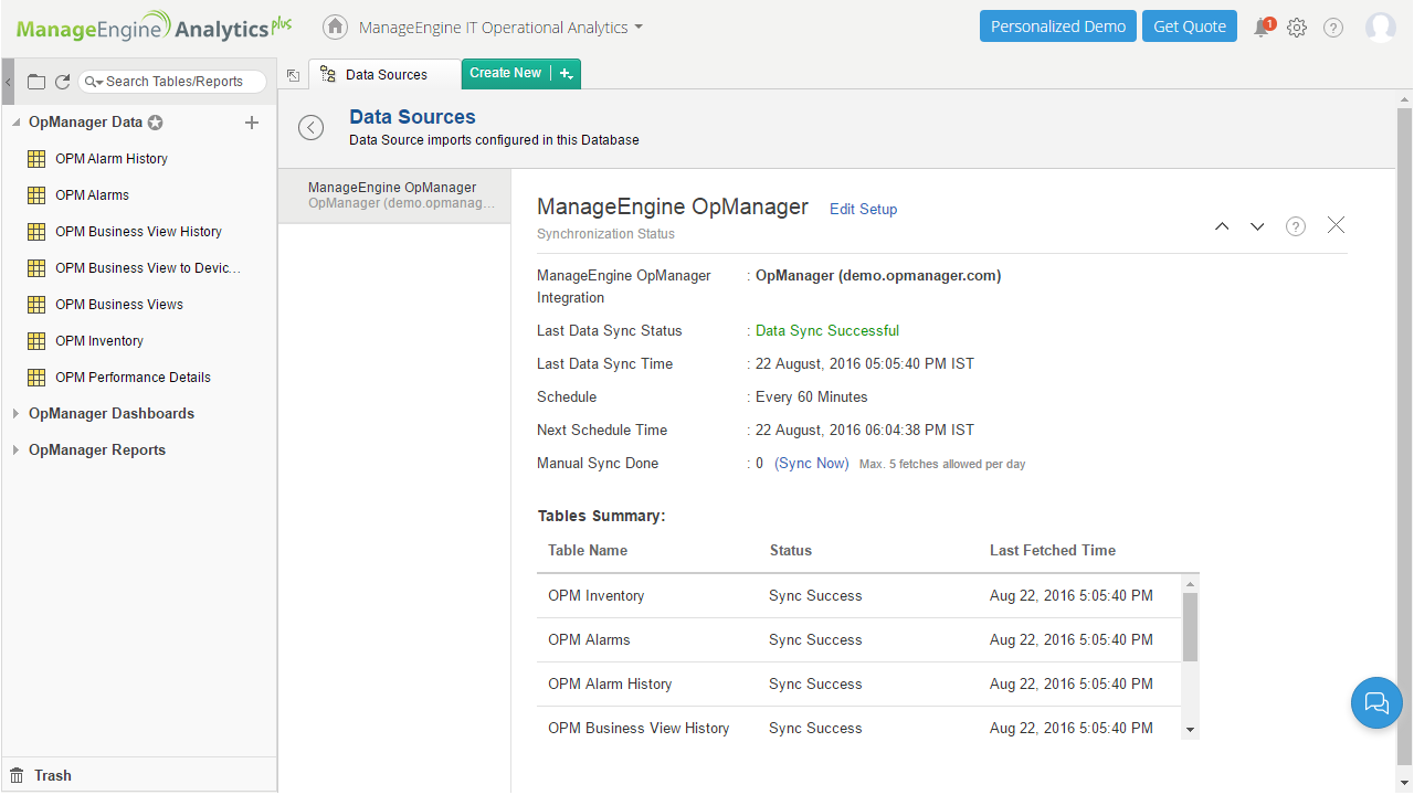 OpManager Integration - Analytics Plus