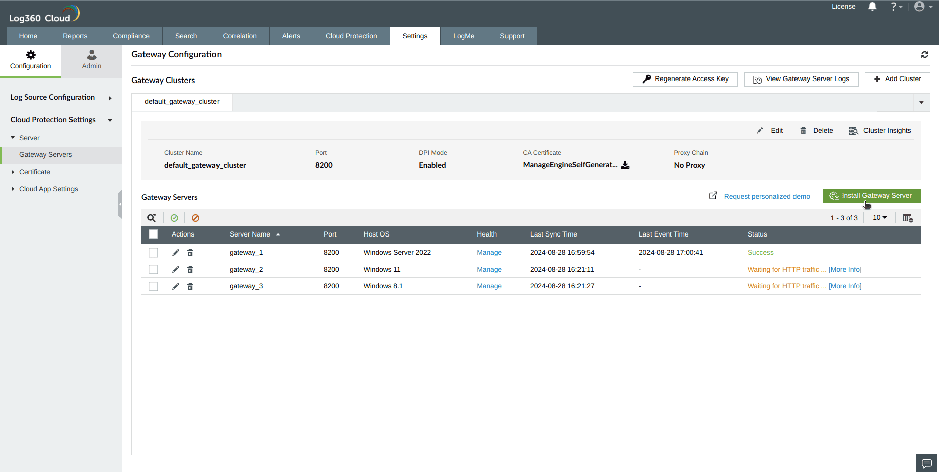 Configuring Gateway Server