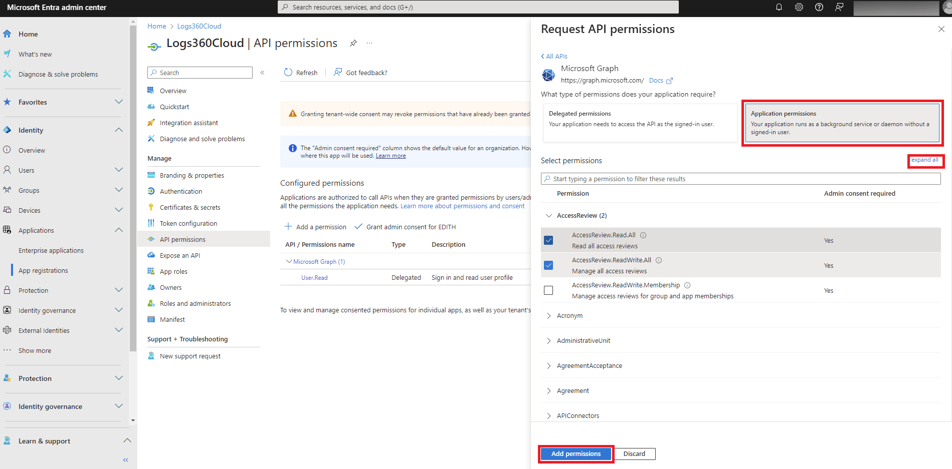 Steps to modify REST API permissions