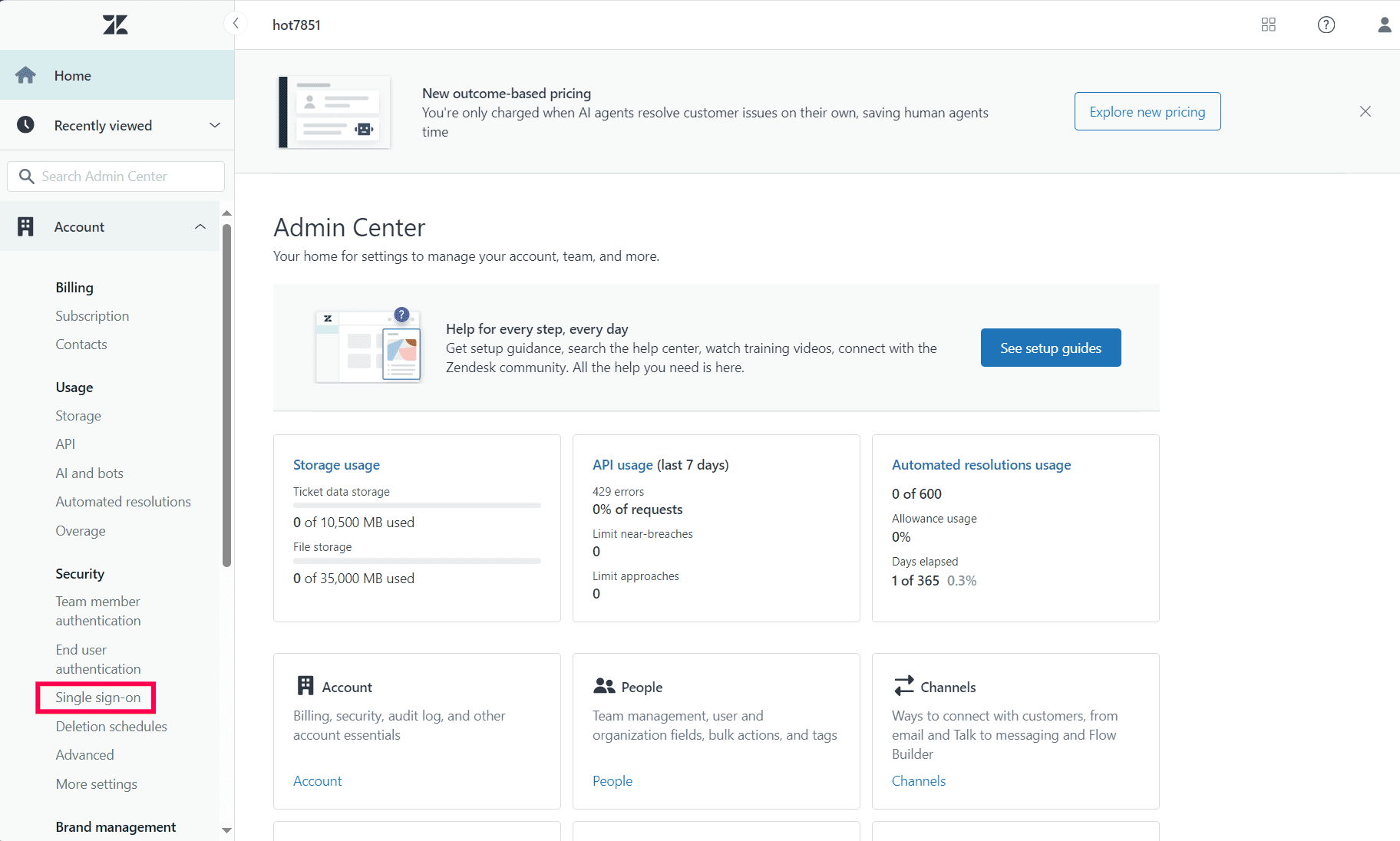 Zendesk account settings