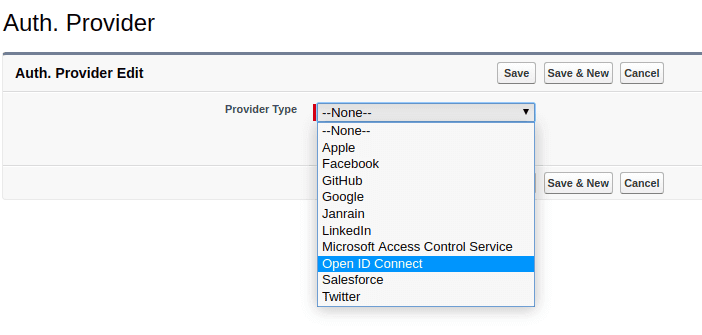 Addition of authentication provider in Salesforce