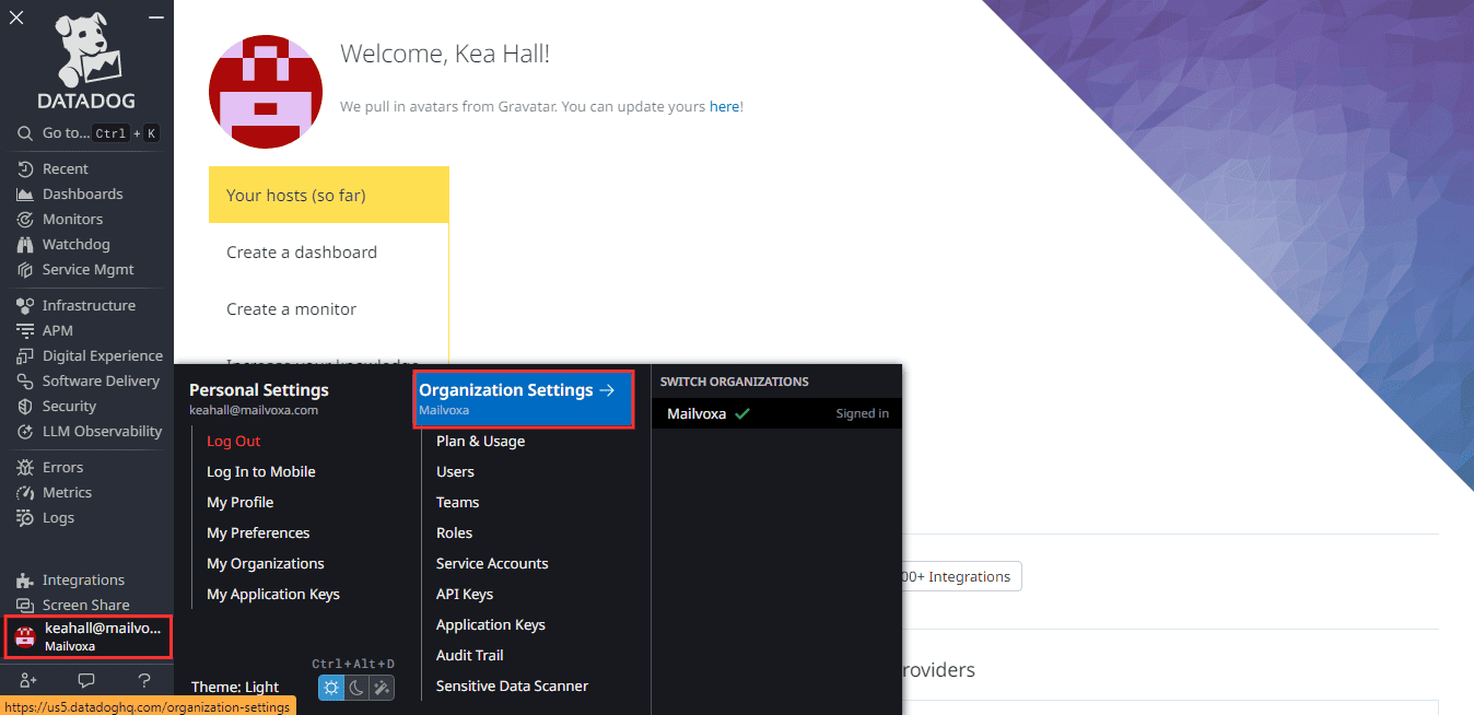 Datadog Admin portal