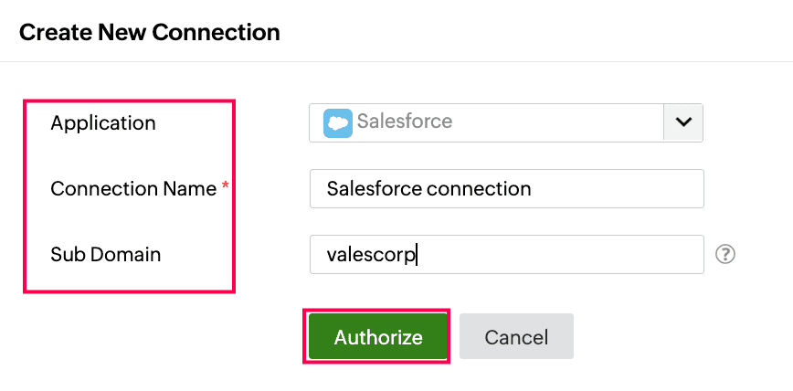 Connection configuration for Salesforce