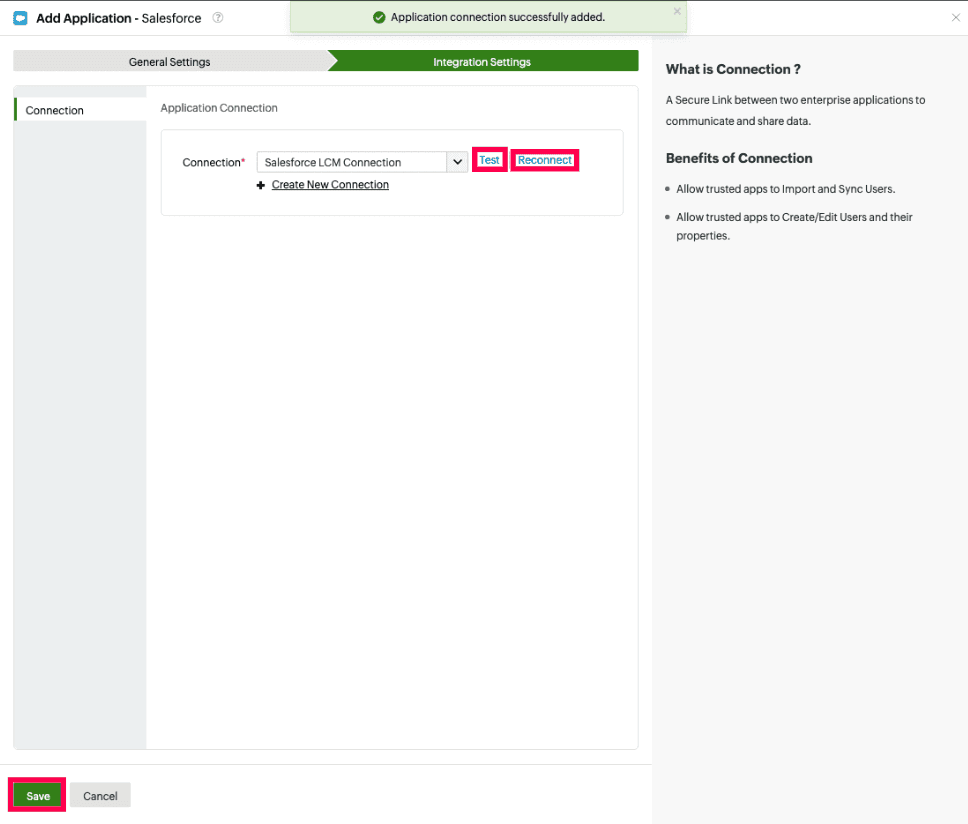 Connection test for Salesforce