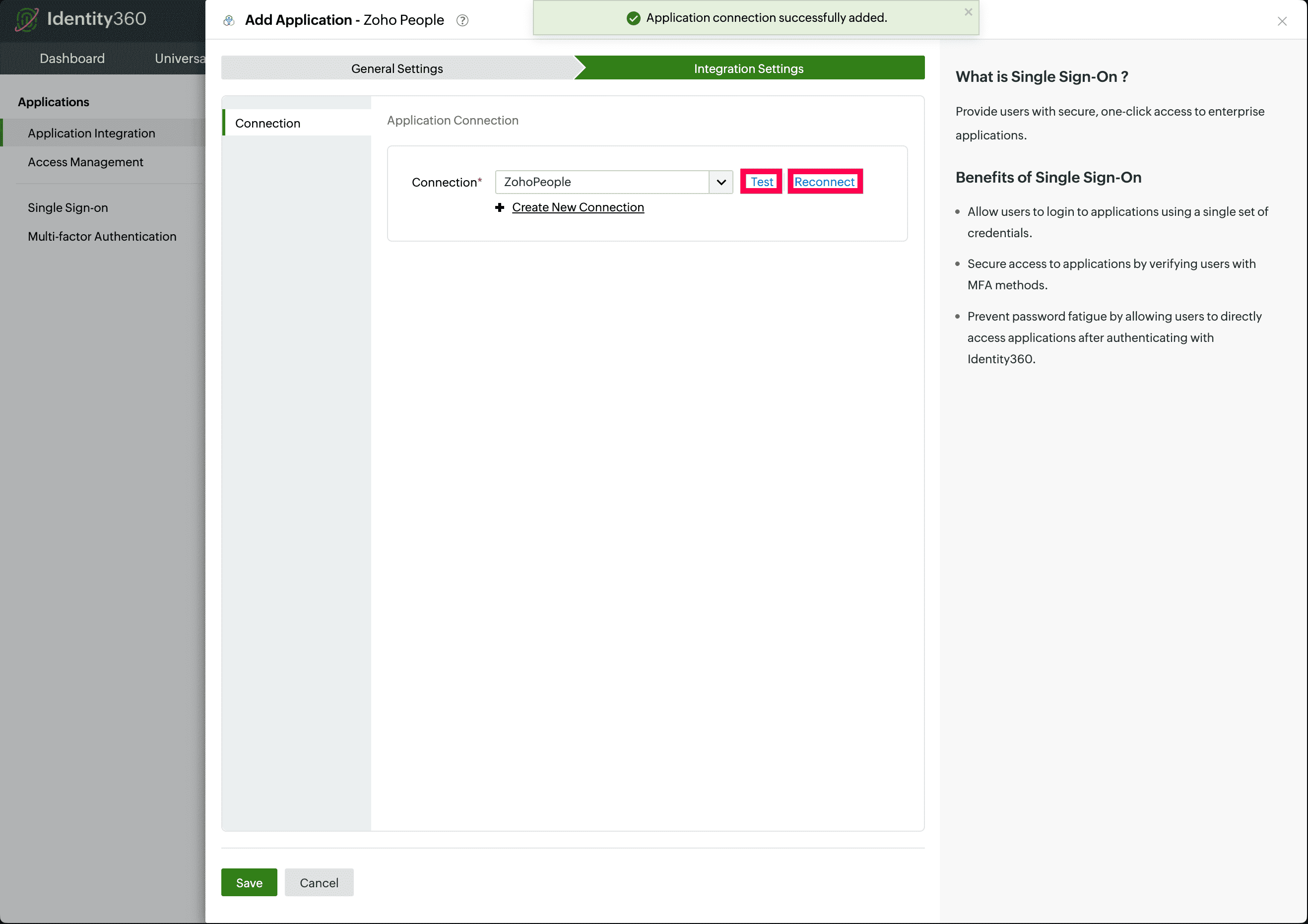 Connection test for Zoho People