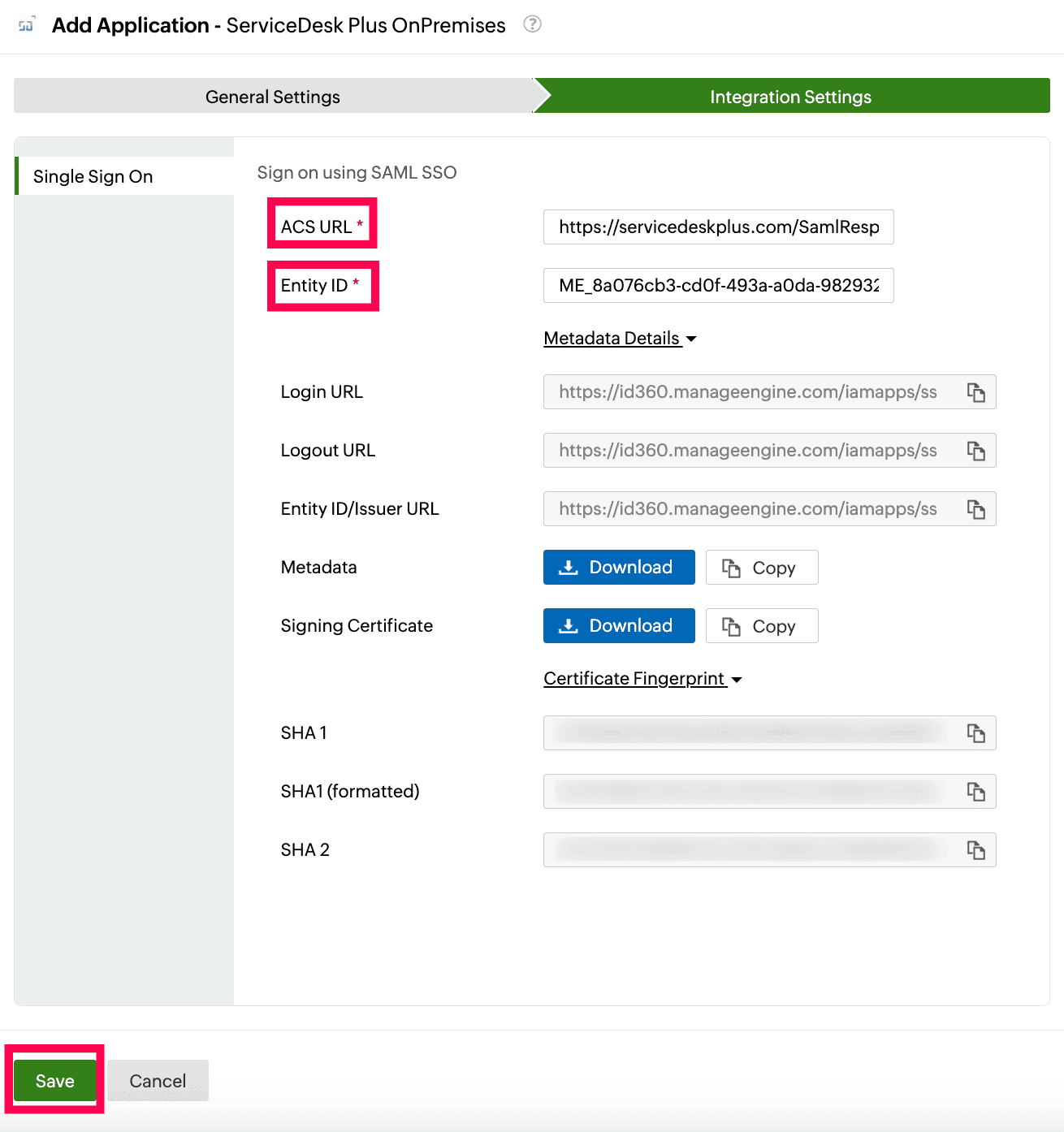 Identity360 application configuration