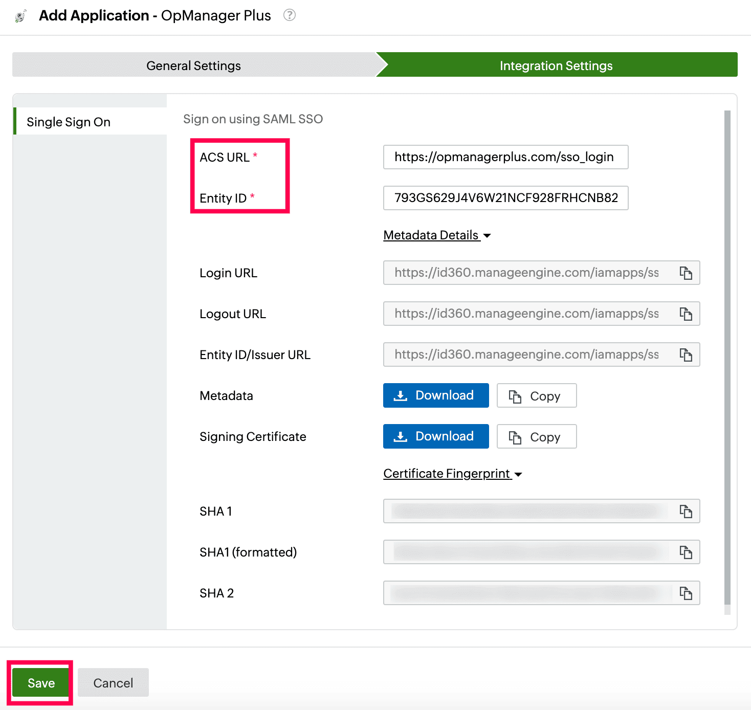 Identity360 application configuration