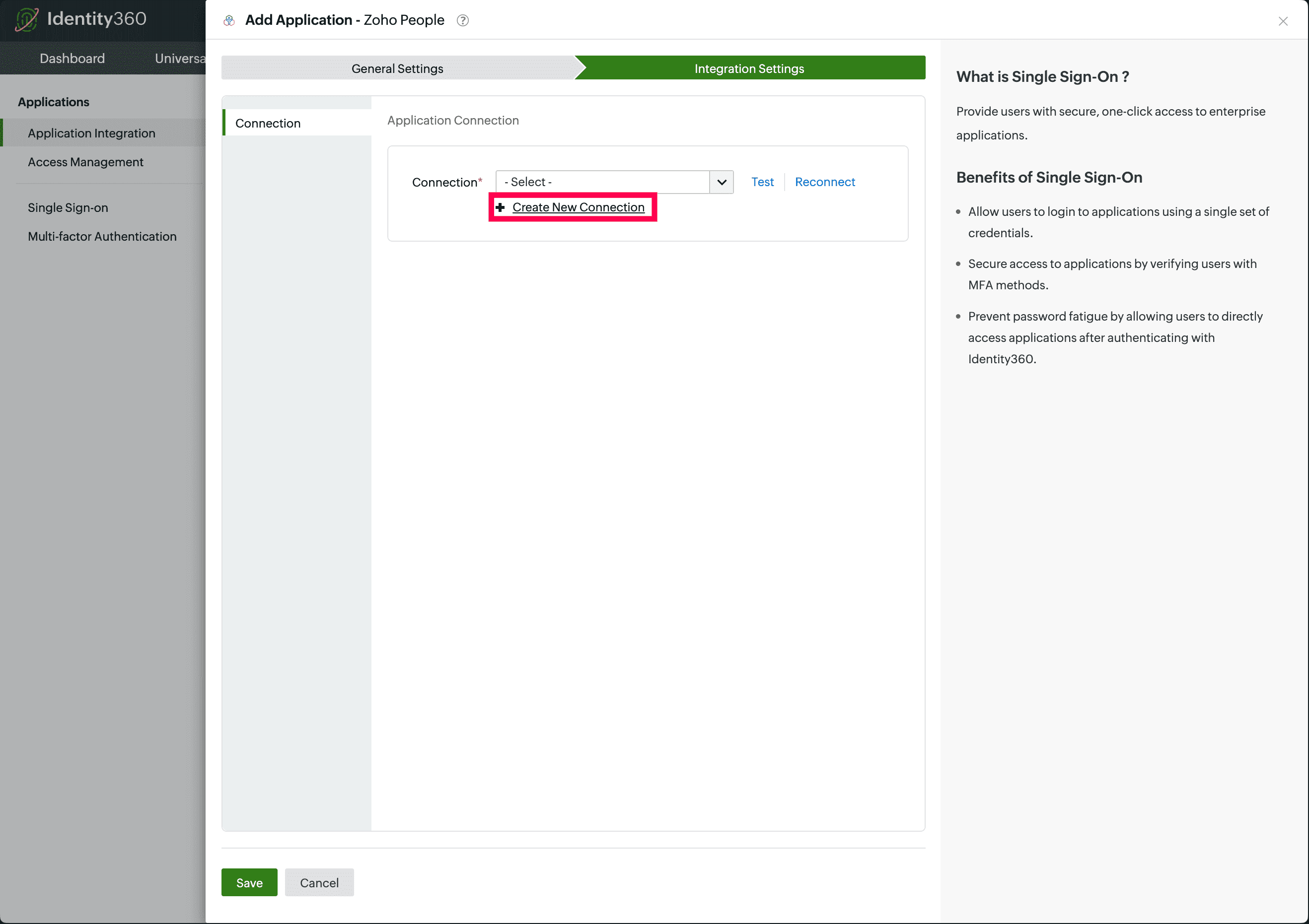 New connection creation for Zoho People