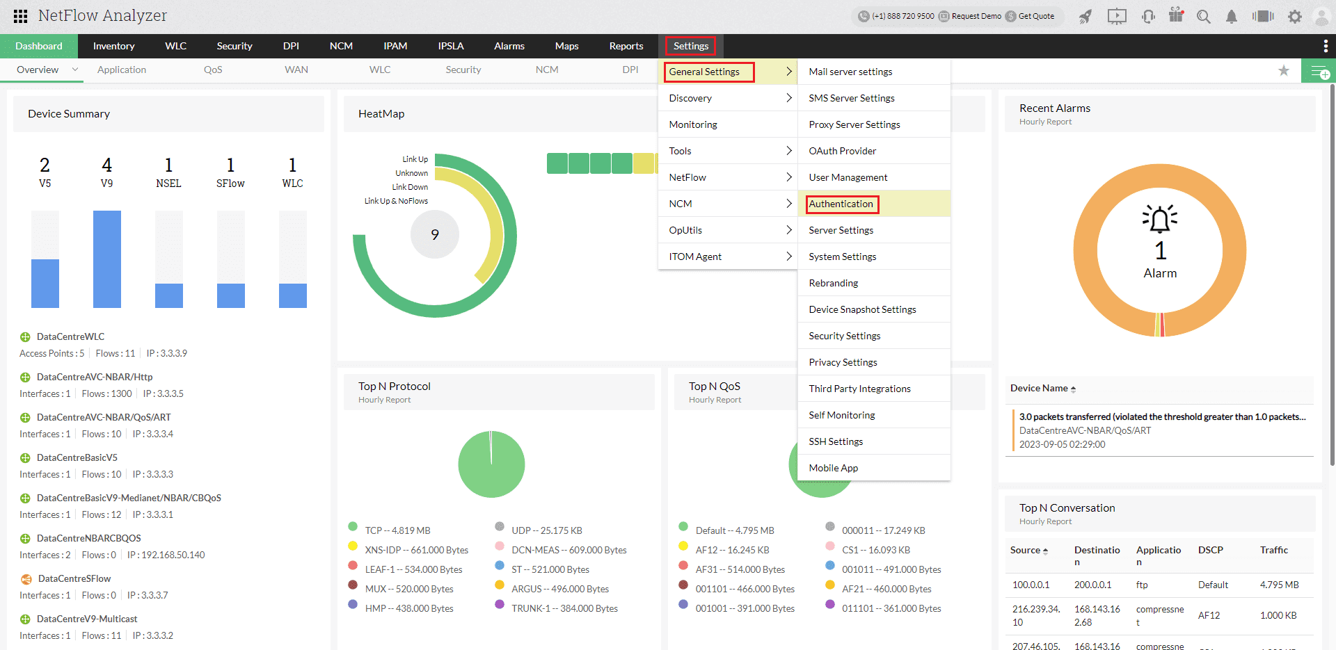 NetFlow Analyzer portal view