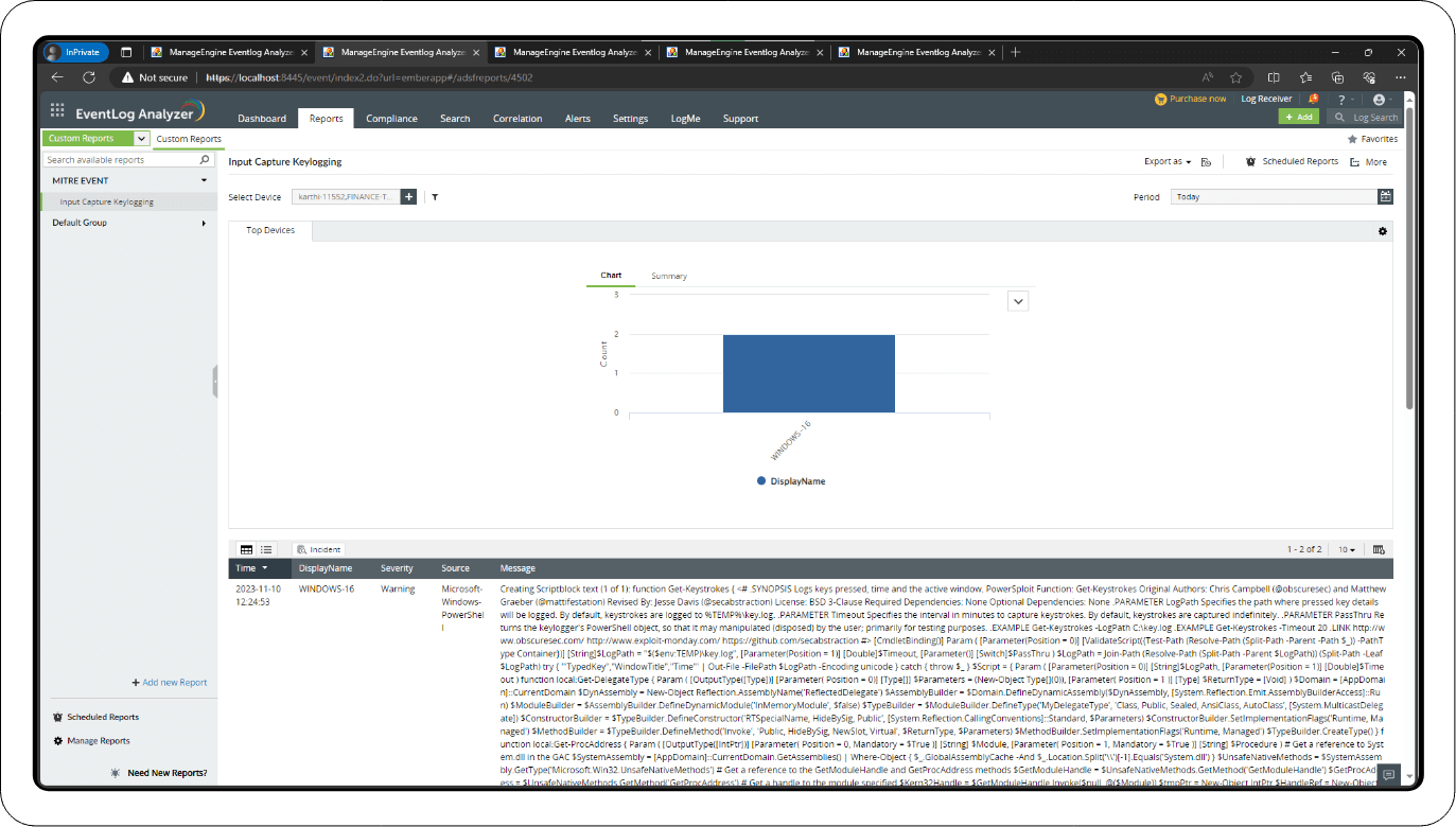 File monitoring report