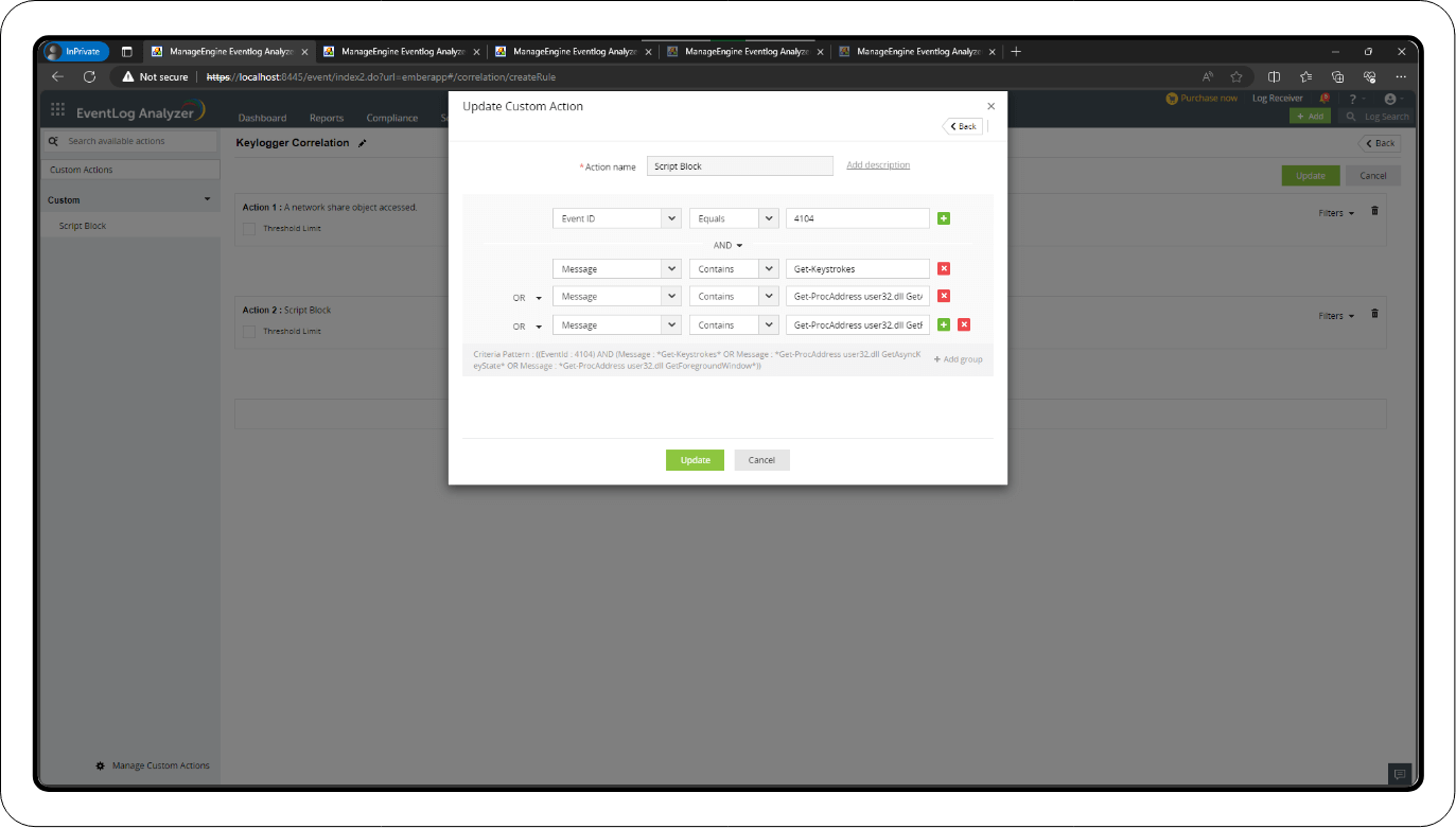 Custom correlation rule