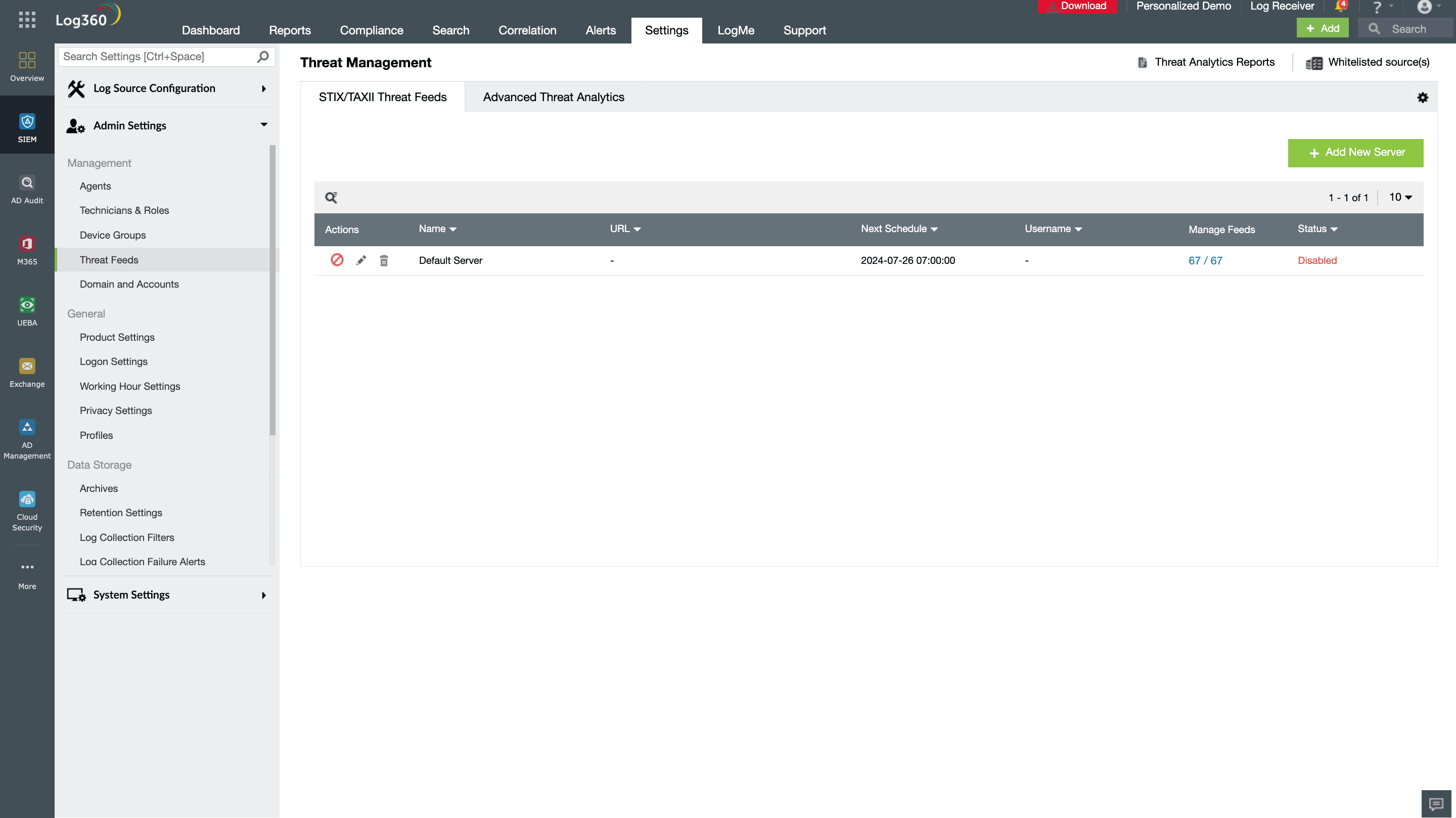 How to configure STIX/TAXII servers