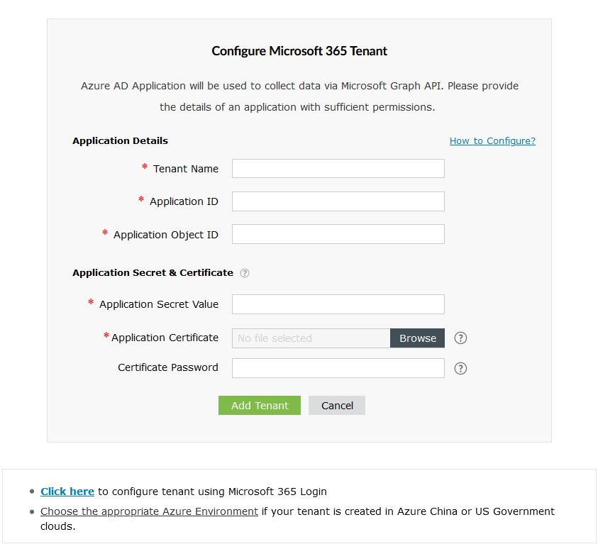 Manual Microsoft 365 tenant configuration