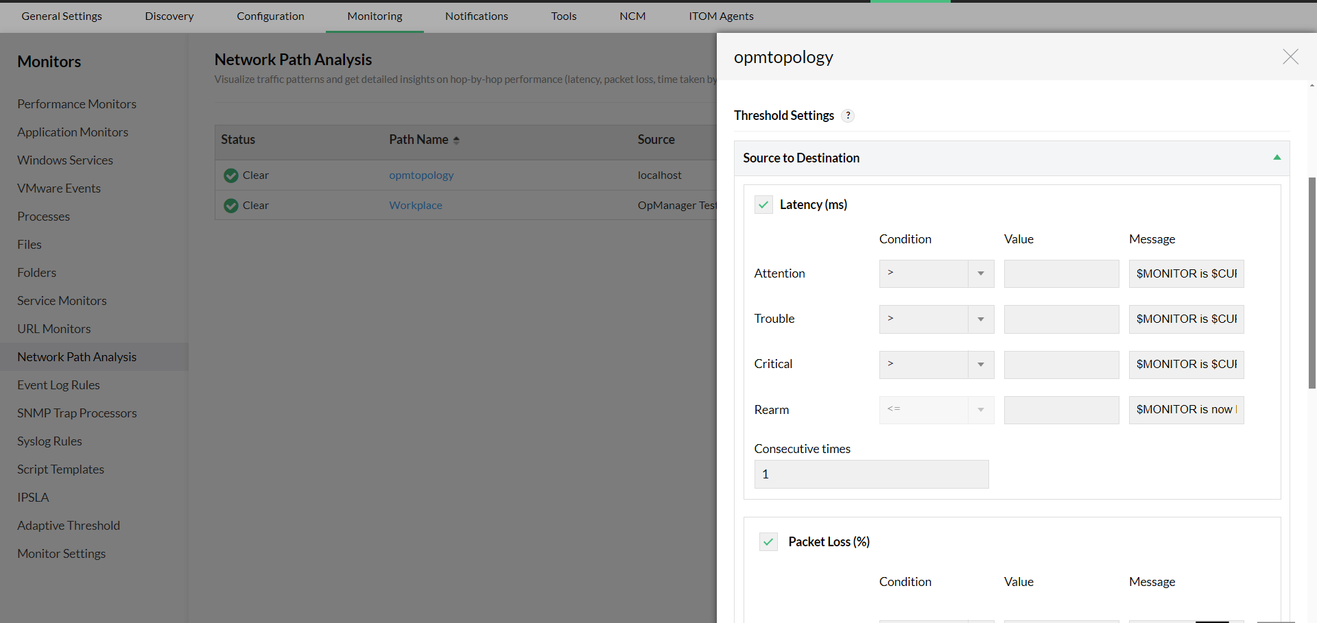 Network Path Analysis | OpManager Help