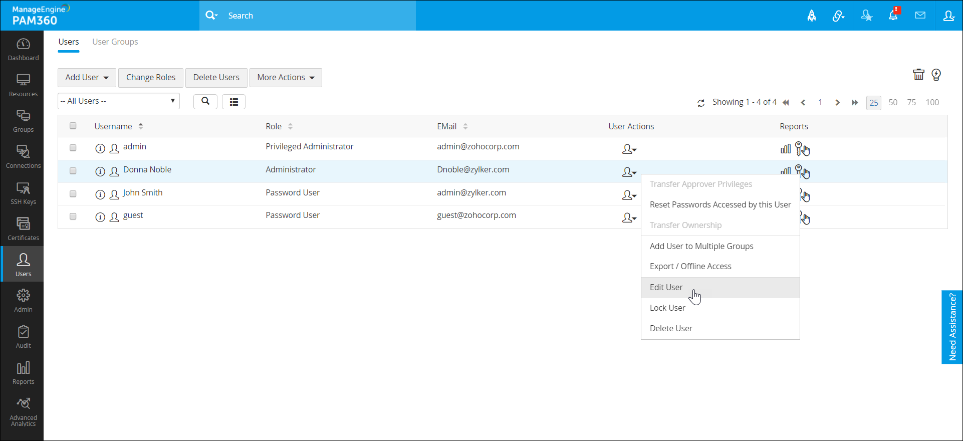 User Roles section