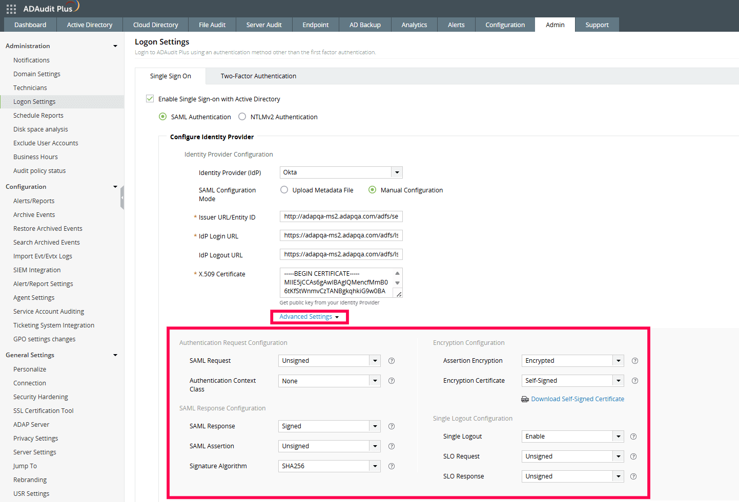 To enable NTLM-based single sign-on