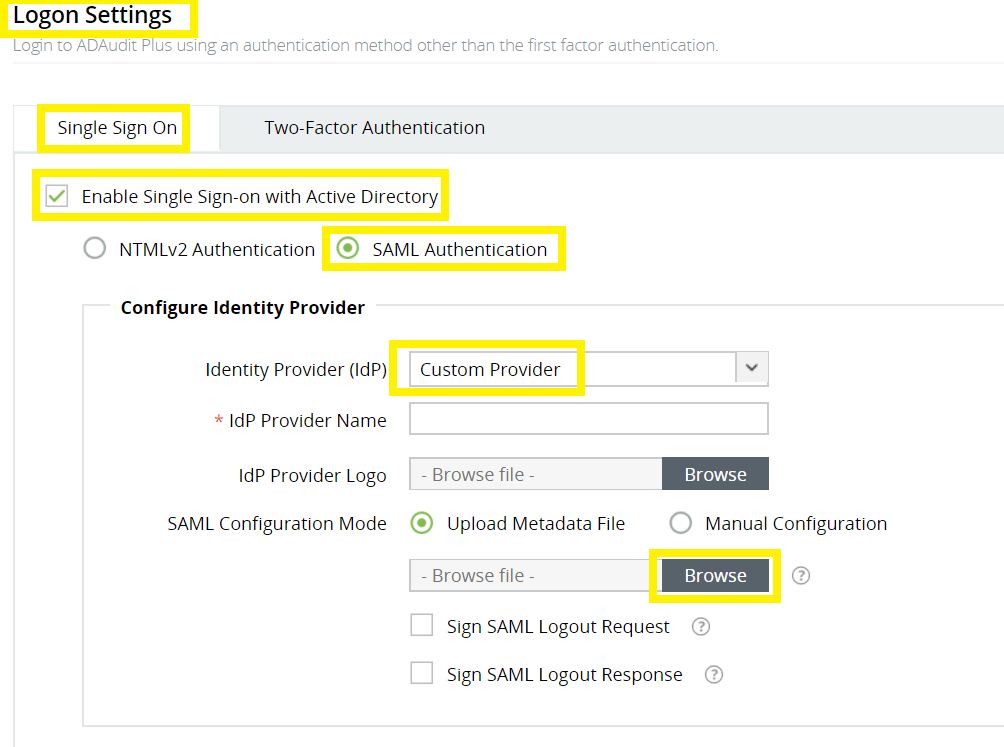 To enable NTLM-based single sign-on