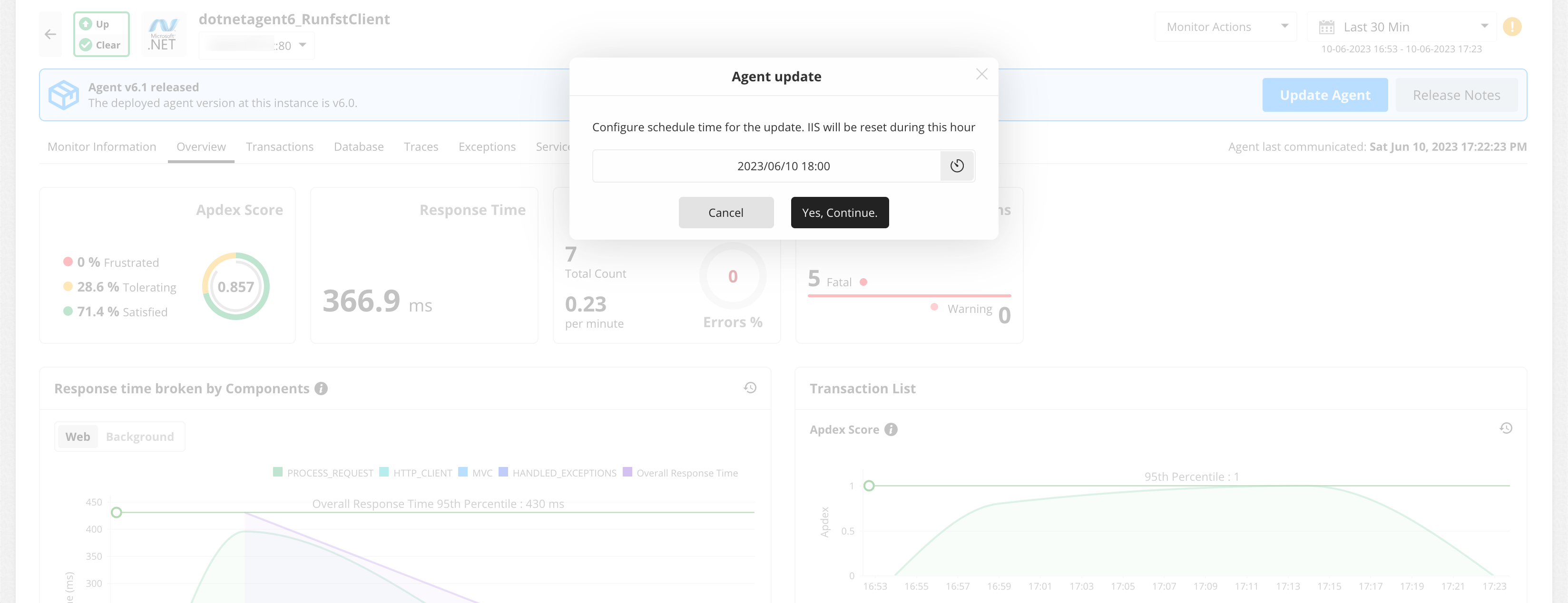 dotnet agent auto-upgrade in APM Insight