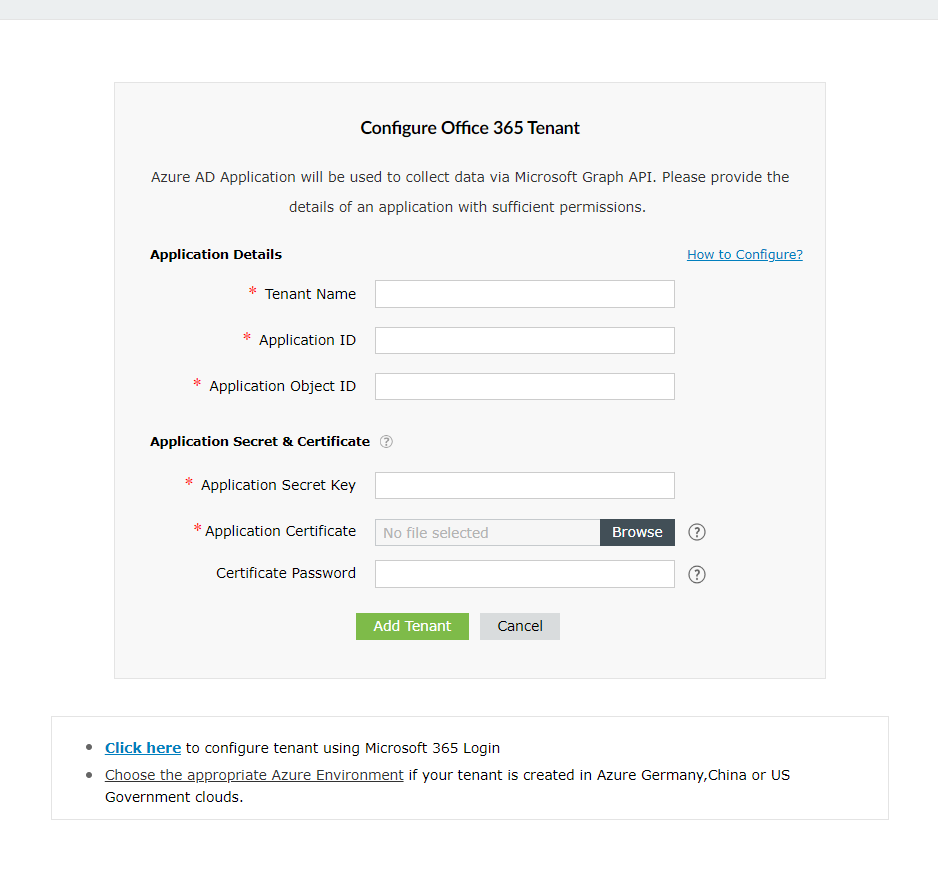 Manual Microsoft 365 tenant configuration