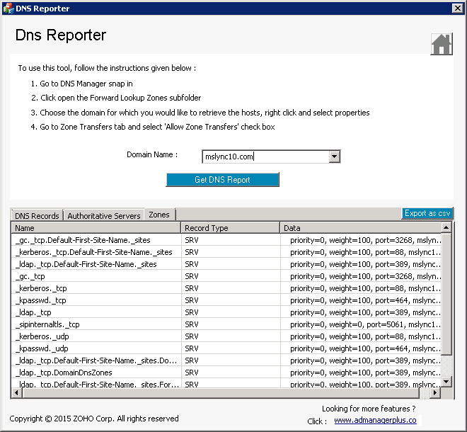 Get DNS Report