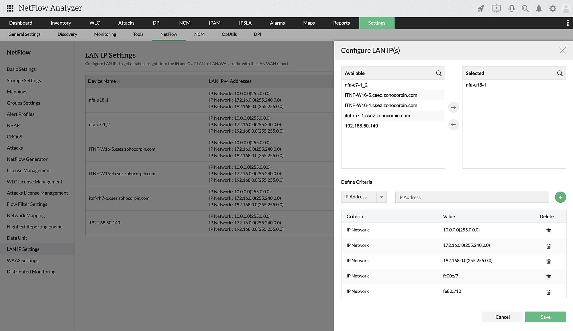 LAN IP Settings Edit