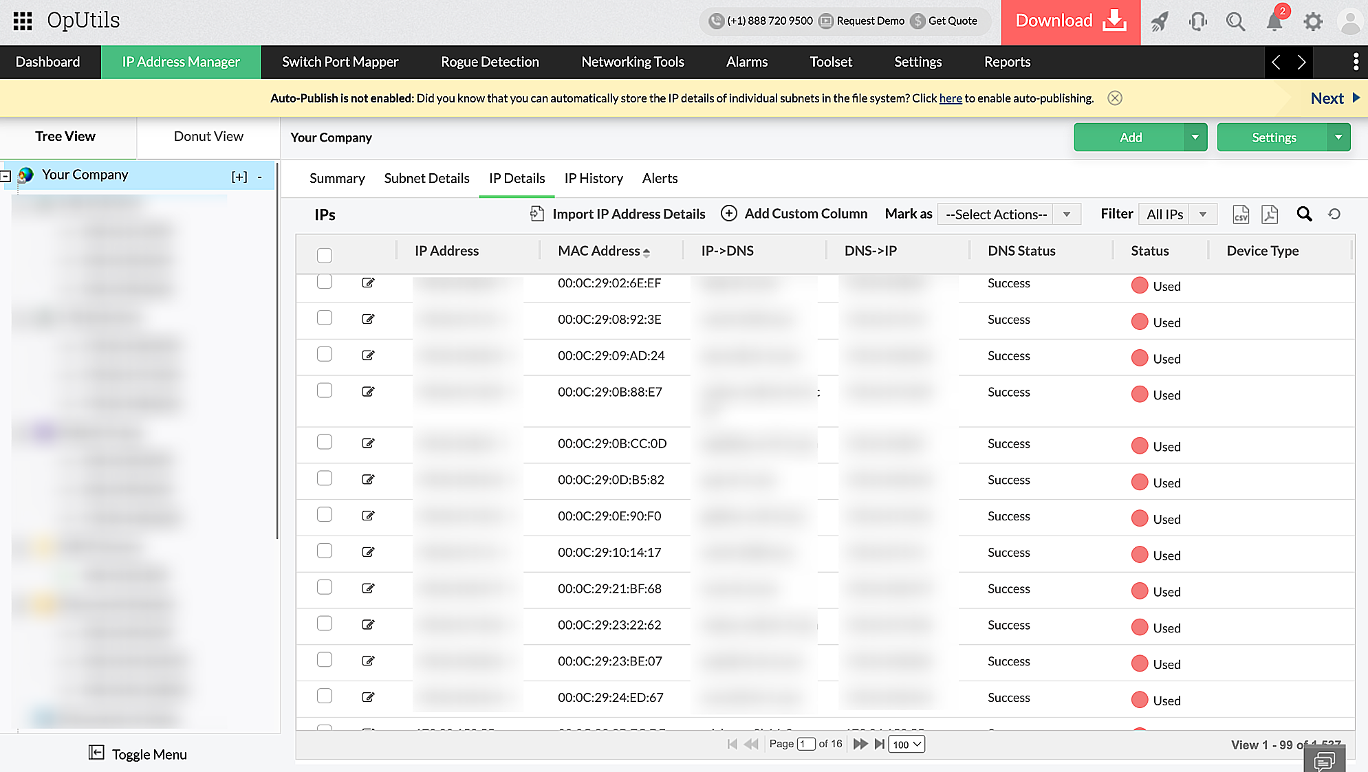 MAC address tracker - ManageEngine OpUtils