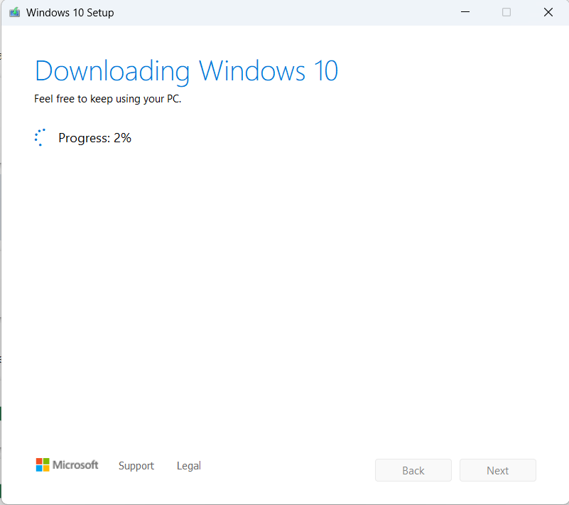 Windows 10 ISO download dialog box