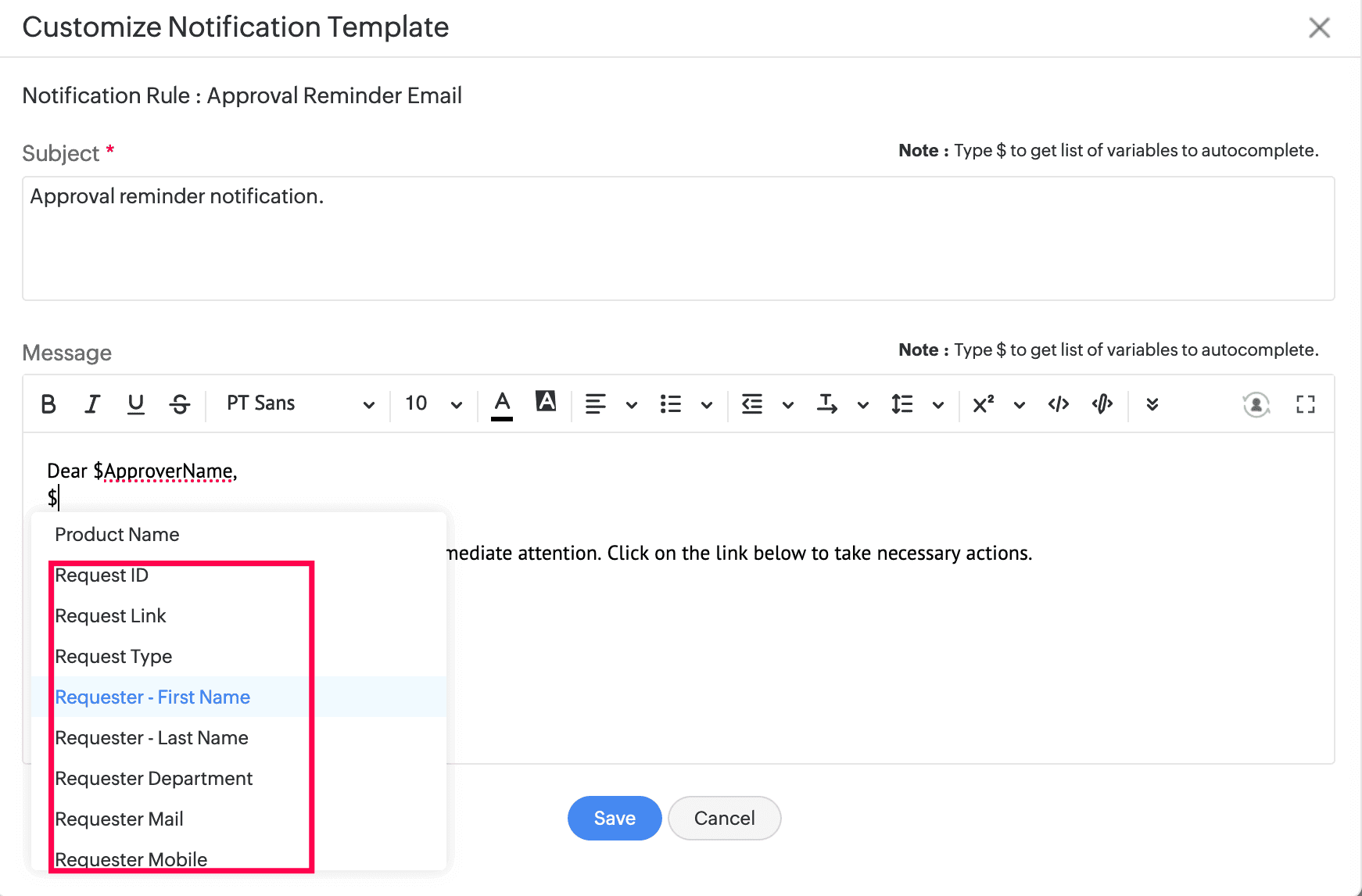 Module specific variables