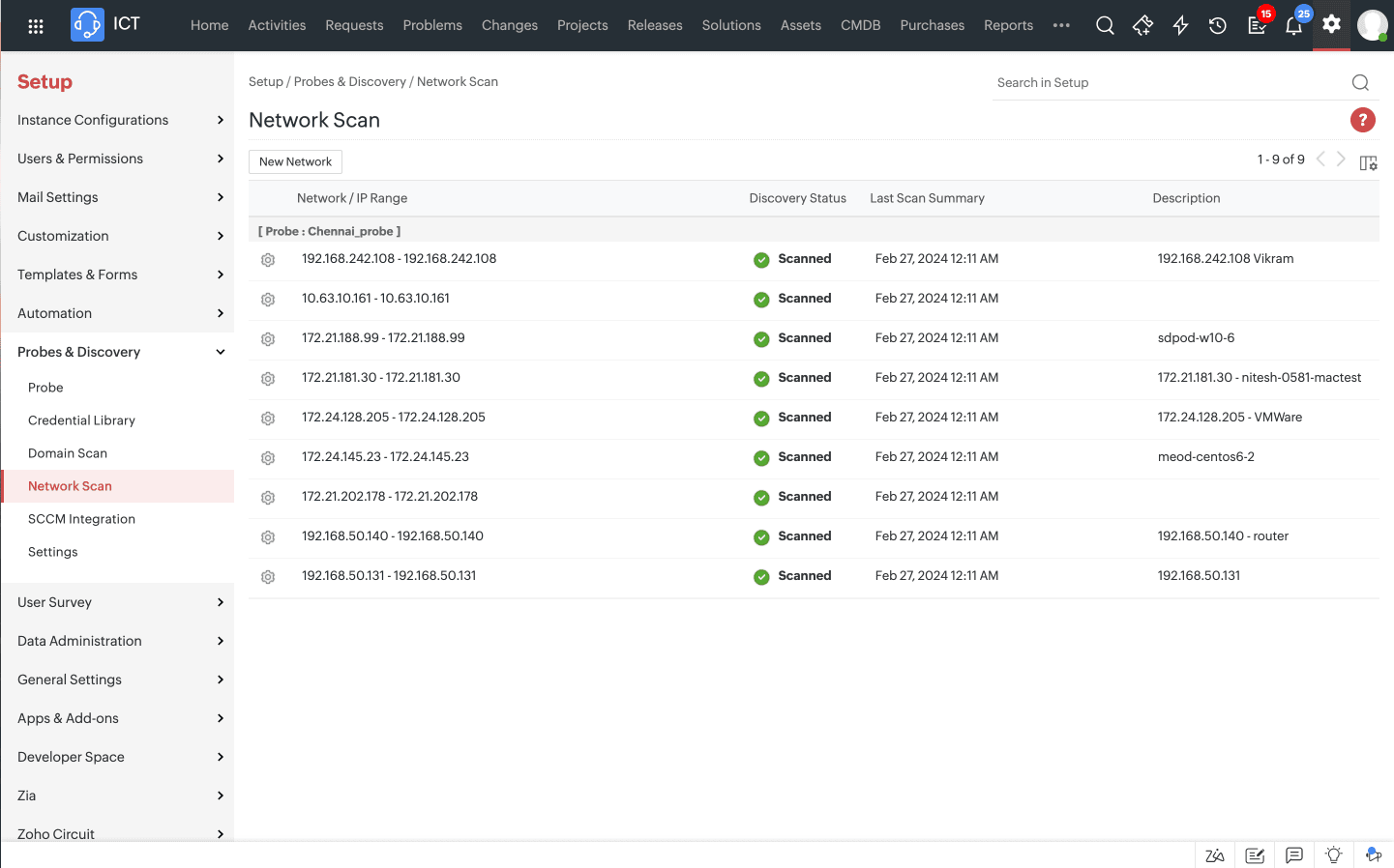 ServiceDesk Plus's asset discovery