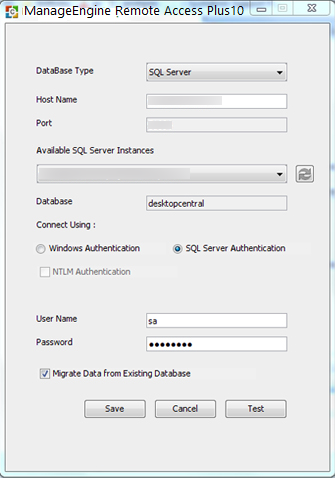 Database Setup Wizard - SQL Server Authentication