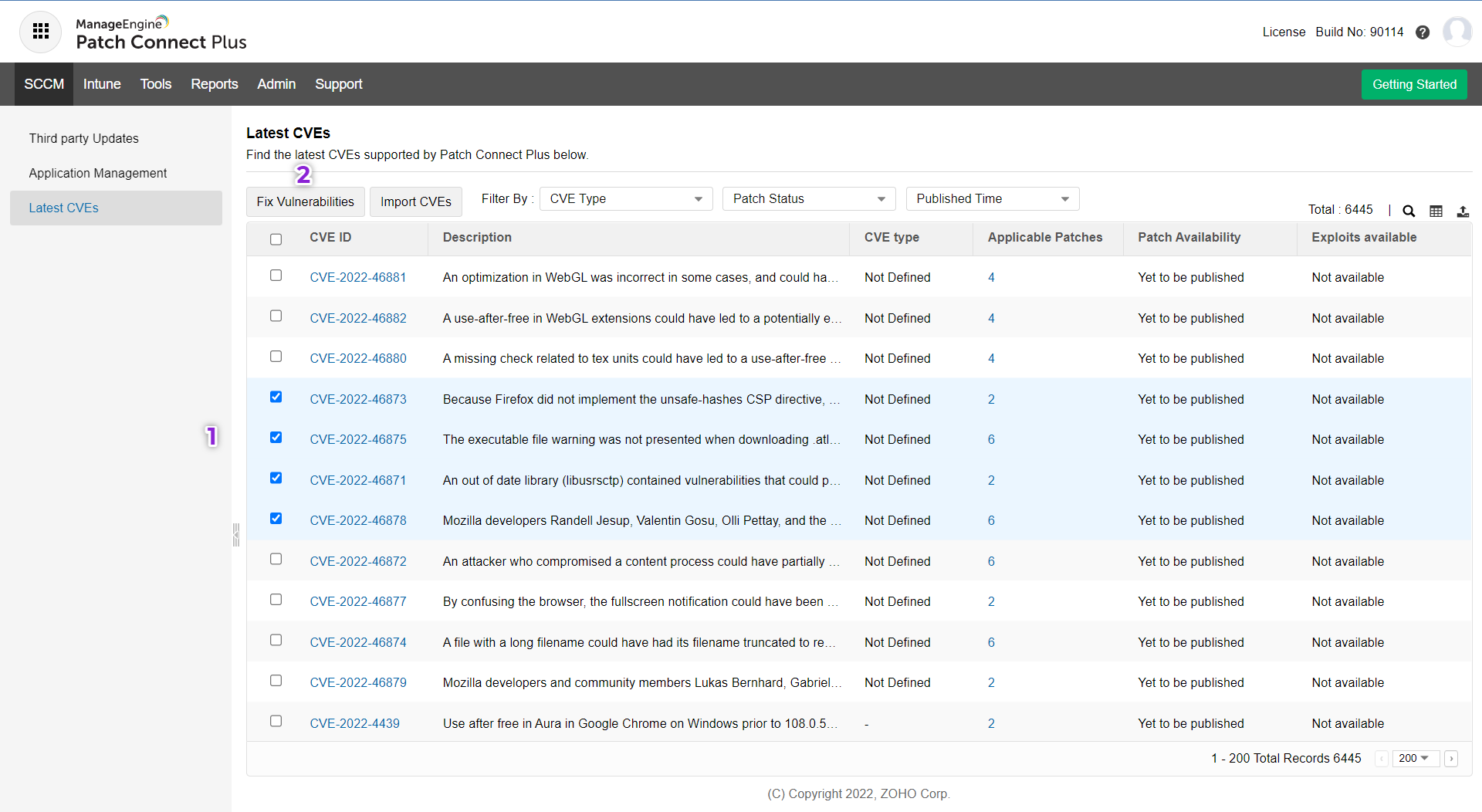 CVE import in Patch Connect Plus