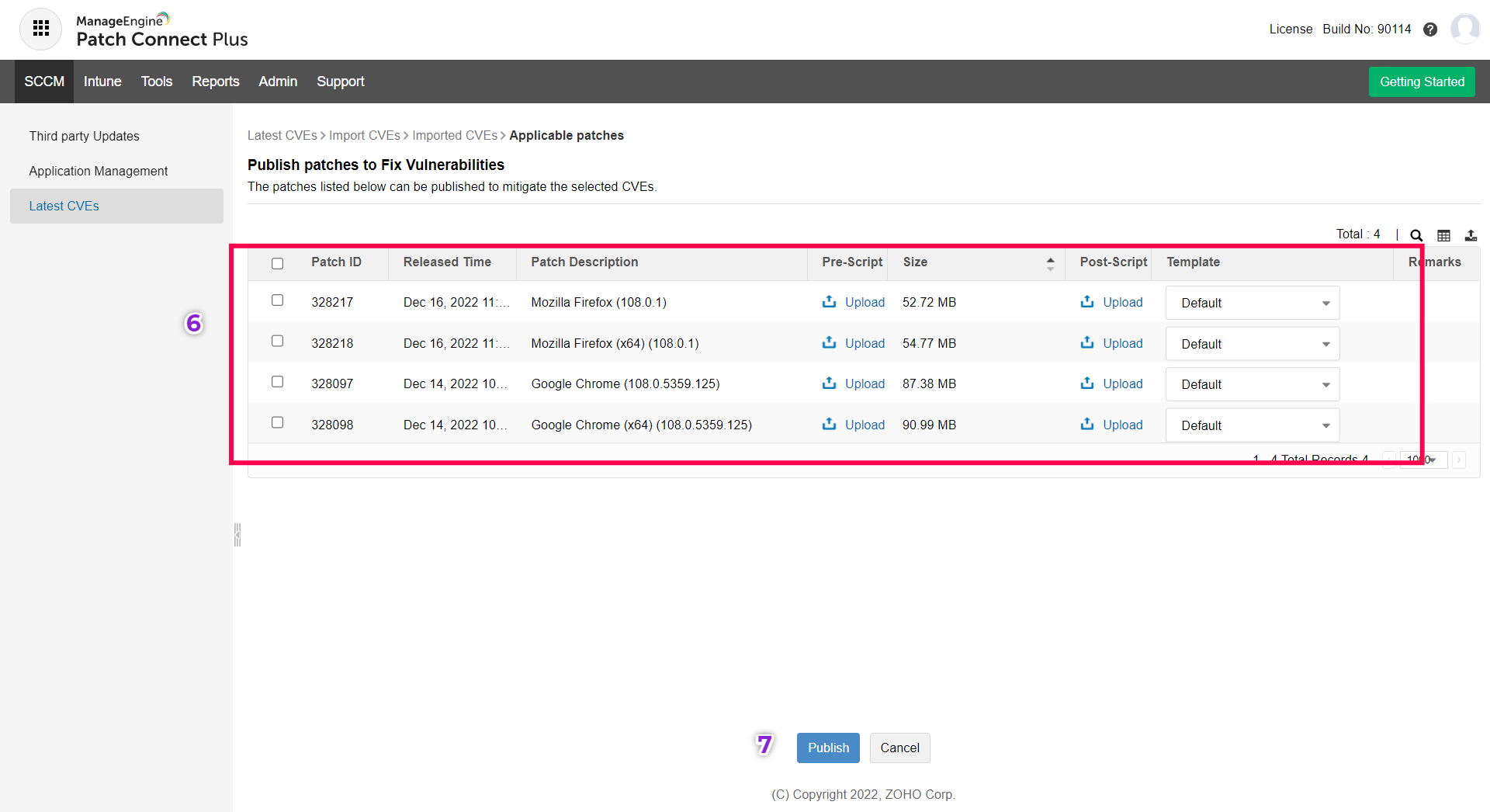 CVE import in Patch Connect Plus