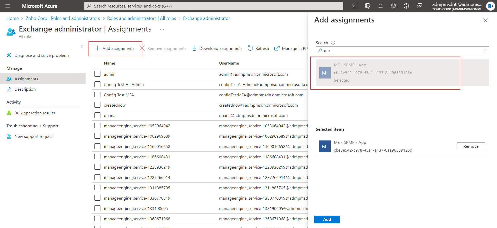 Assign required roles for Azure application