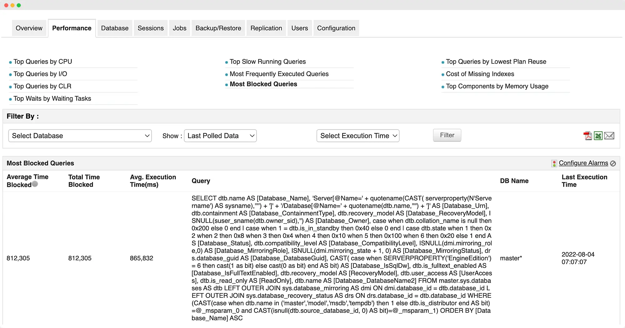 SQL server performance monitoring