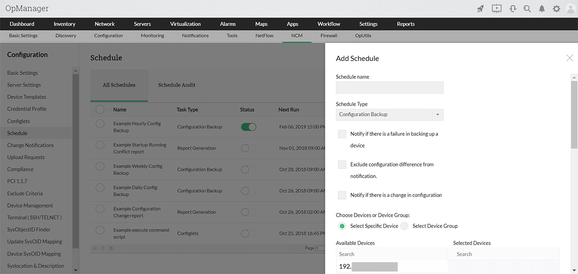 Features Network Management System - ManageEngine OpManager