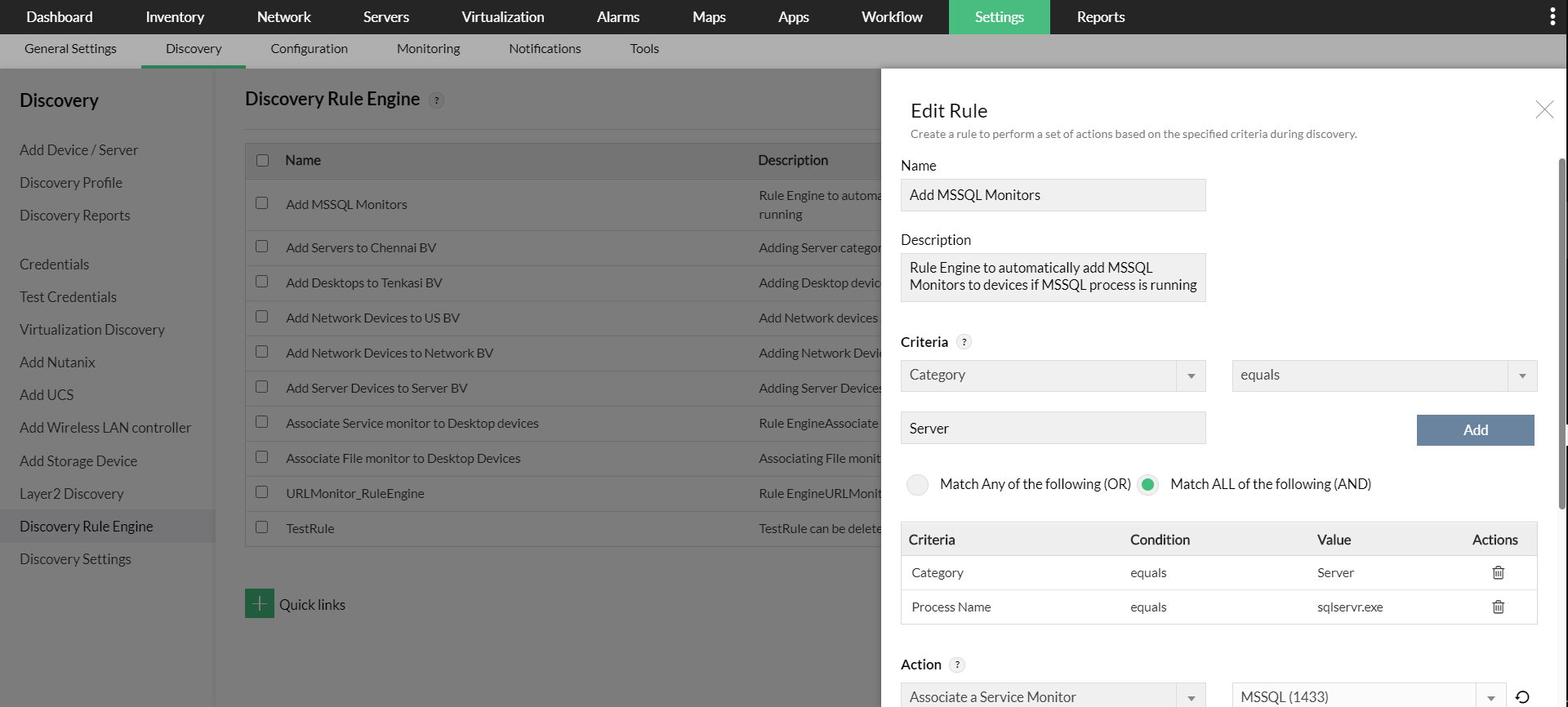 Enterprise Discovery Rules - ManageEngine OpManager