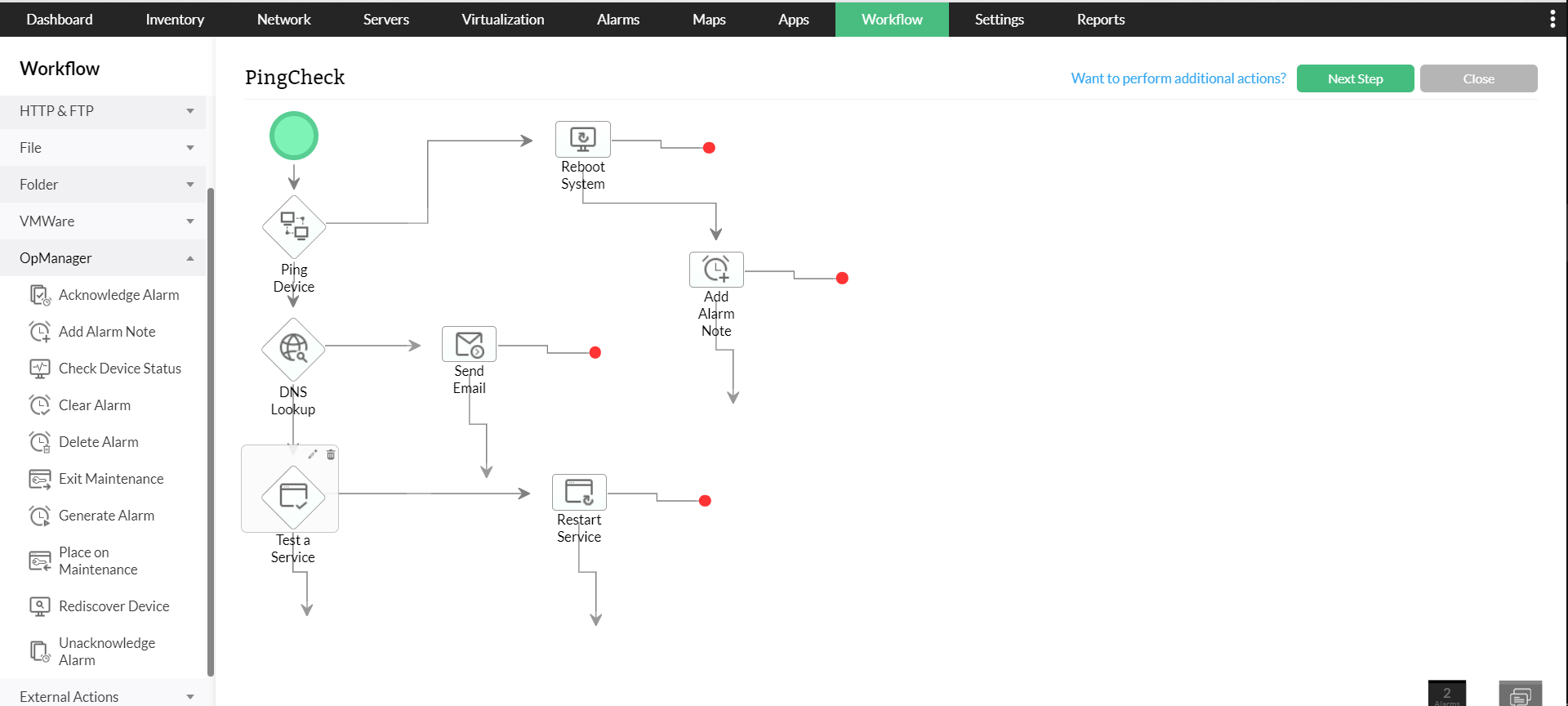 Enterprise Workflow - ManageEngine OpManager