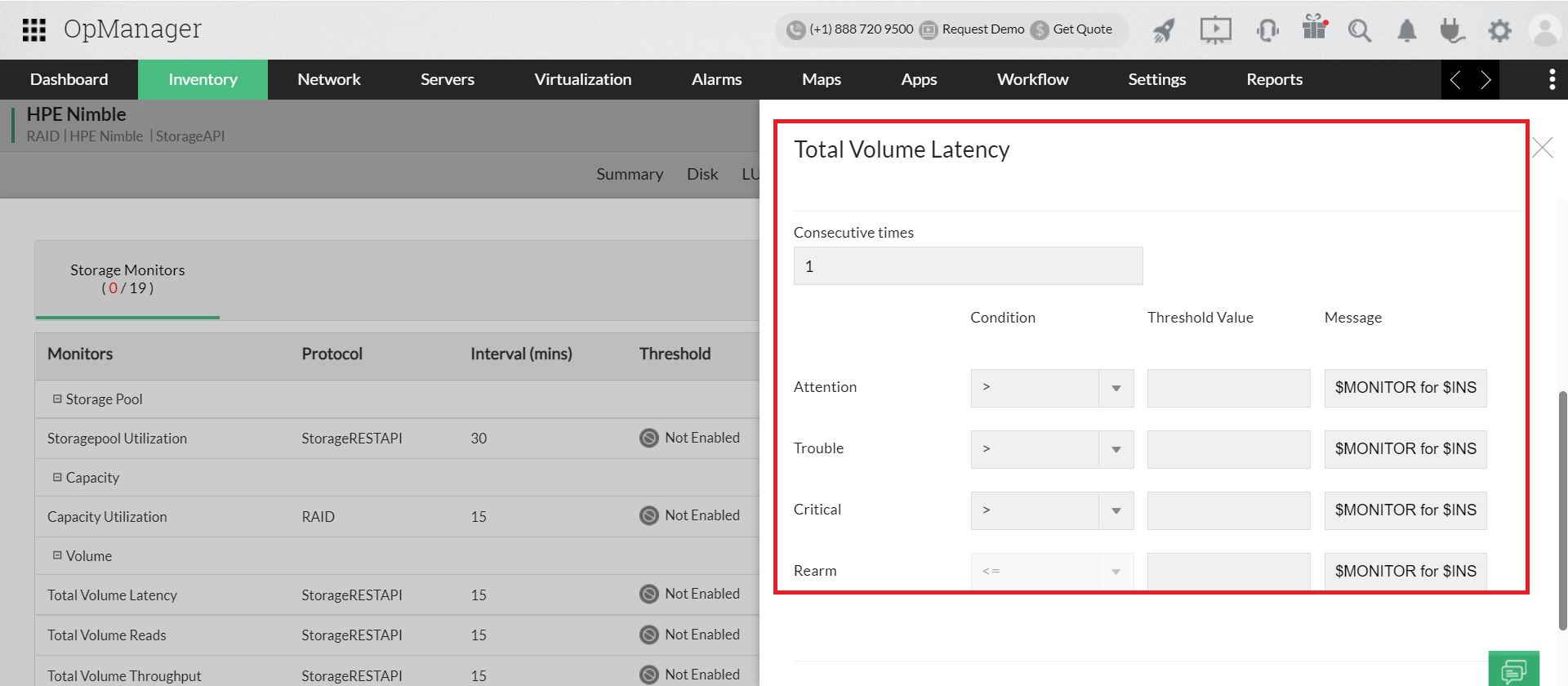 HPE Storage Monitoring Tool - MangeEngine OpManager