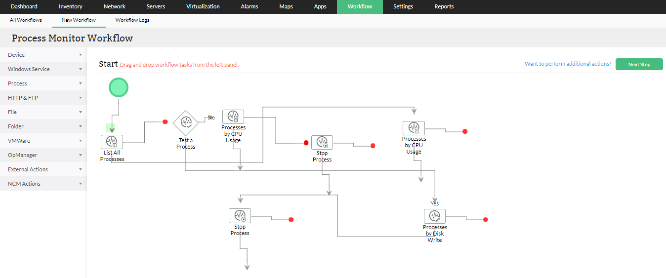 Process Monitor Windows - ManageEngine OpManager