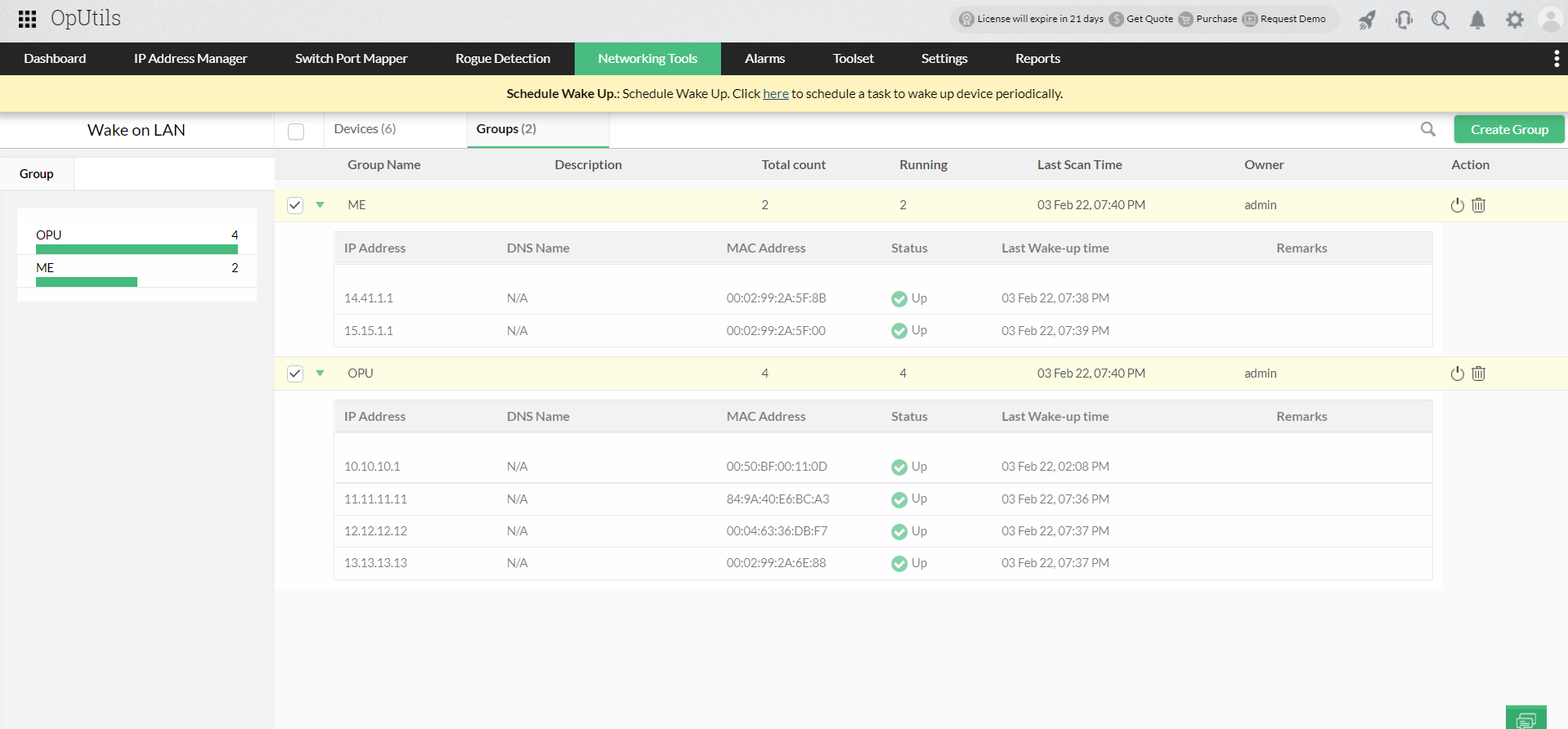 Wake On LAN - ManageEngine OpUtils