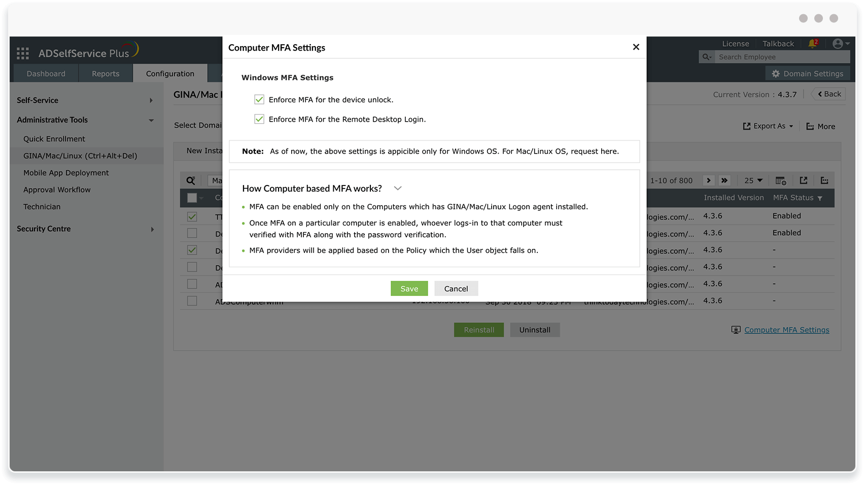 Device-based MFA with ADSelfService Plus - 2