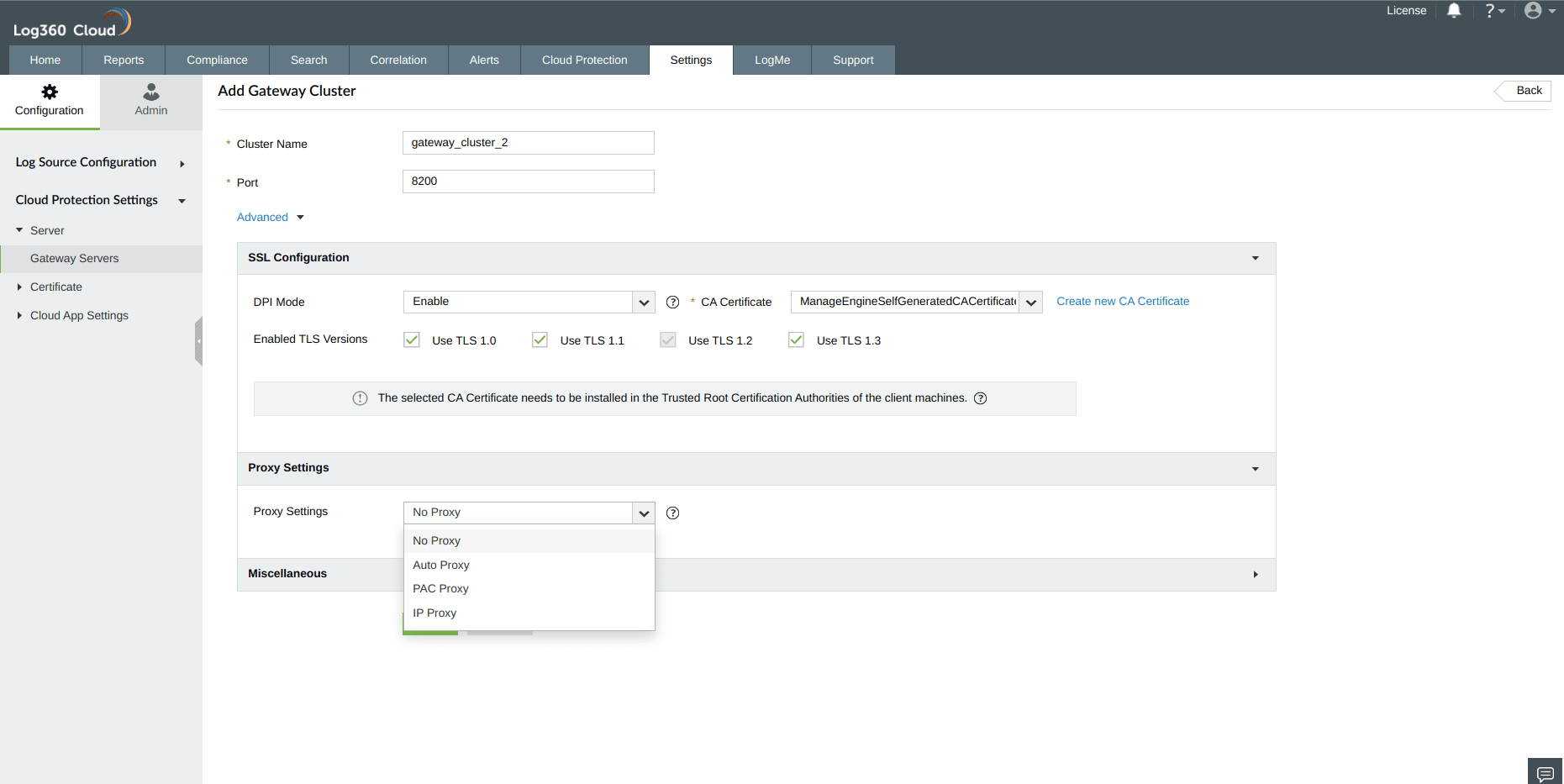 Configuring Gateway Server