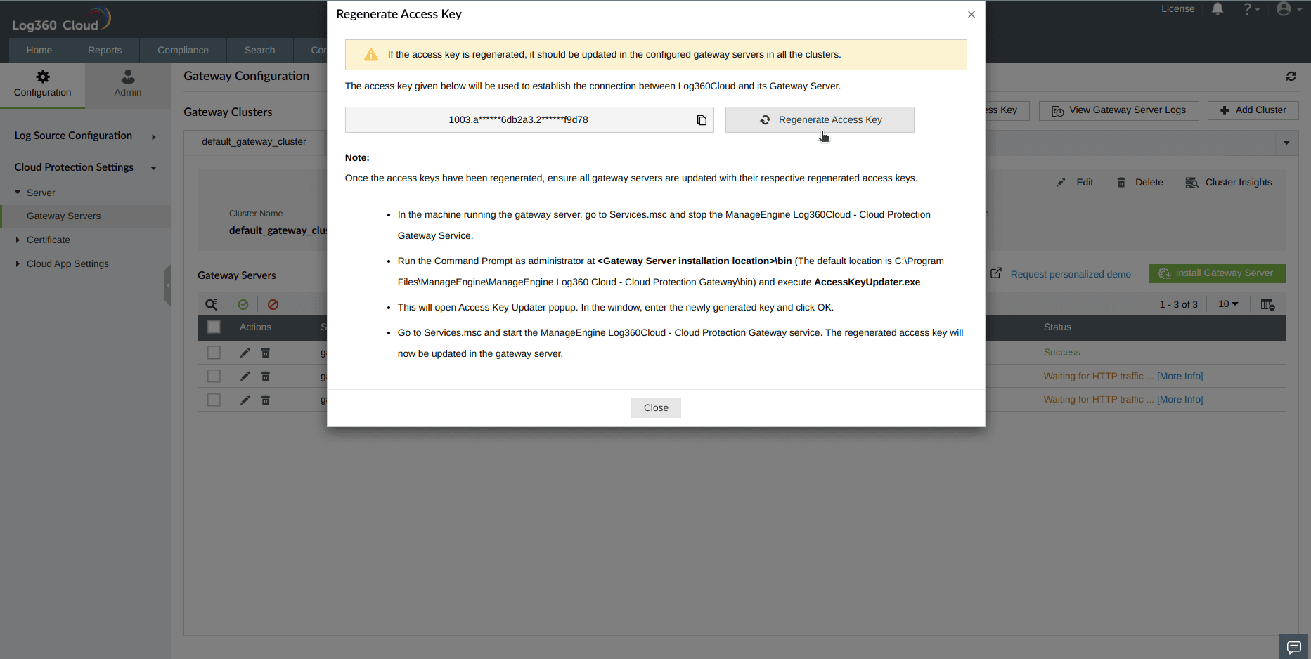 Steps to regenerate Access Key