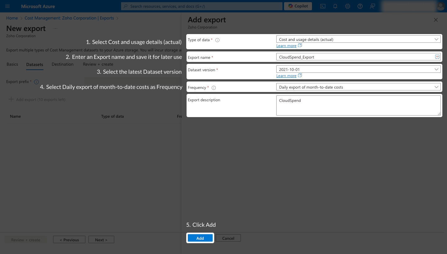 Add Export Details